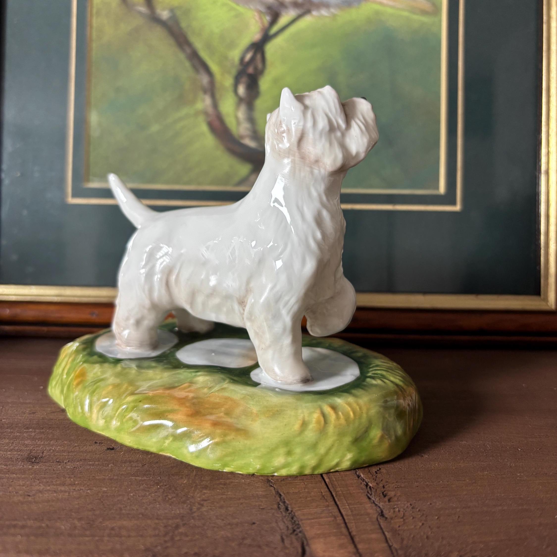 Vintage Royal Stratford West Highland Terrier Figurine Hand Painted Porcelain Dog Ornament Westie Collectible