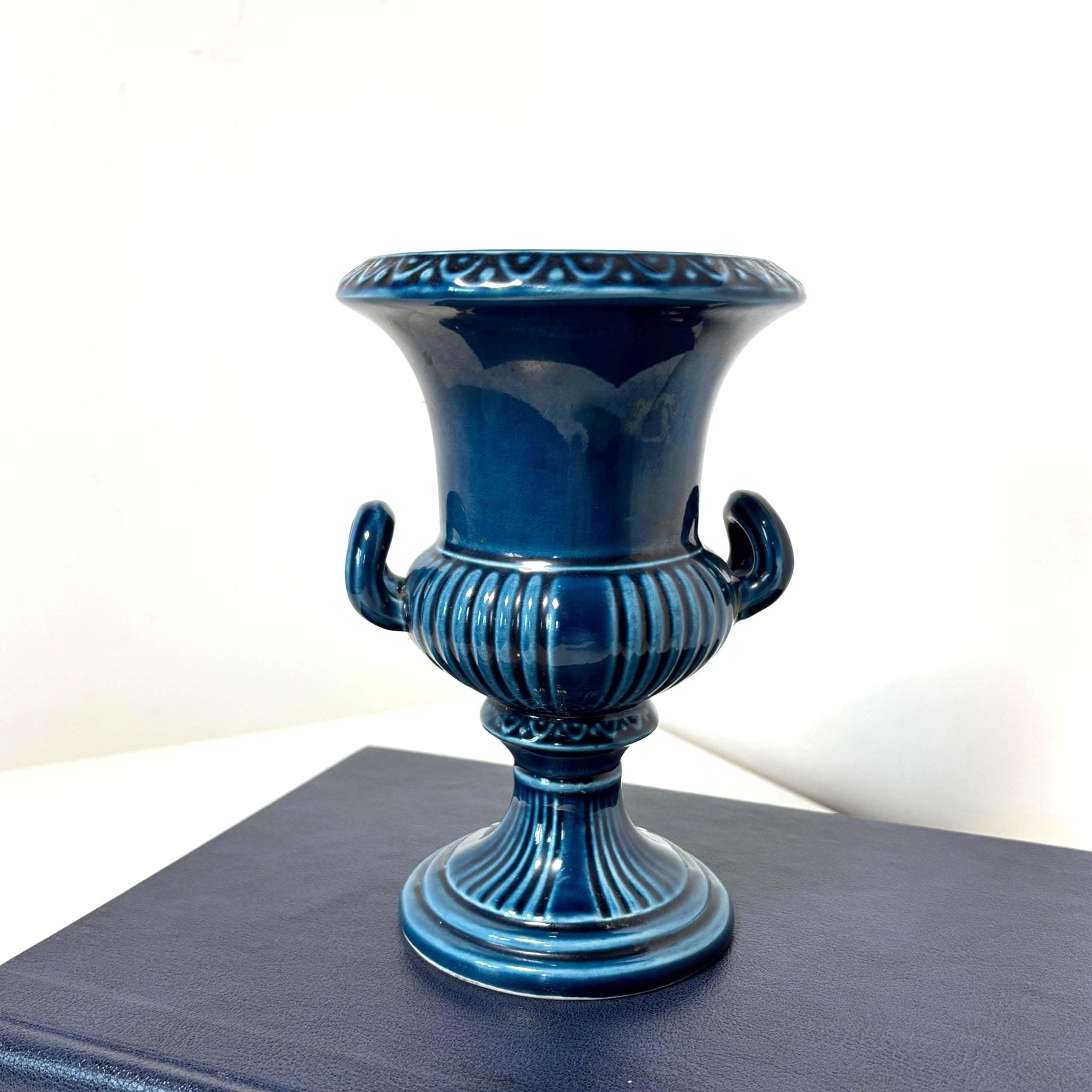 Vintage Dartmouth Pottery Blue Urn Vase: Mid-Century English Ceramic