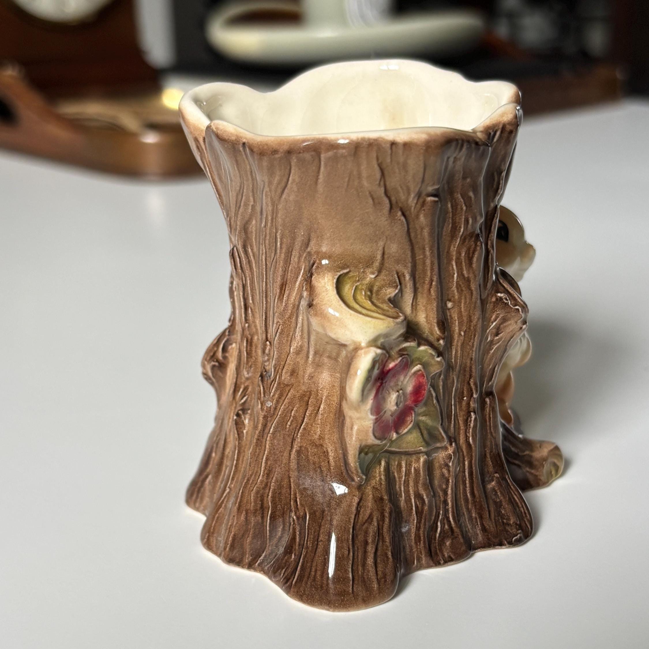 Vintage Hornsea Pottery Fauna Woodland Rabbit Vase Planter – Bunny Tree Stump Posy Holder