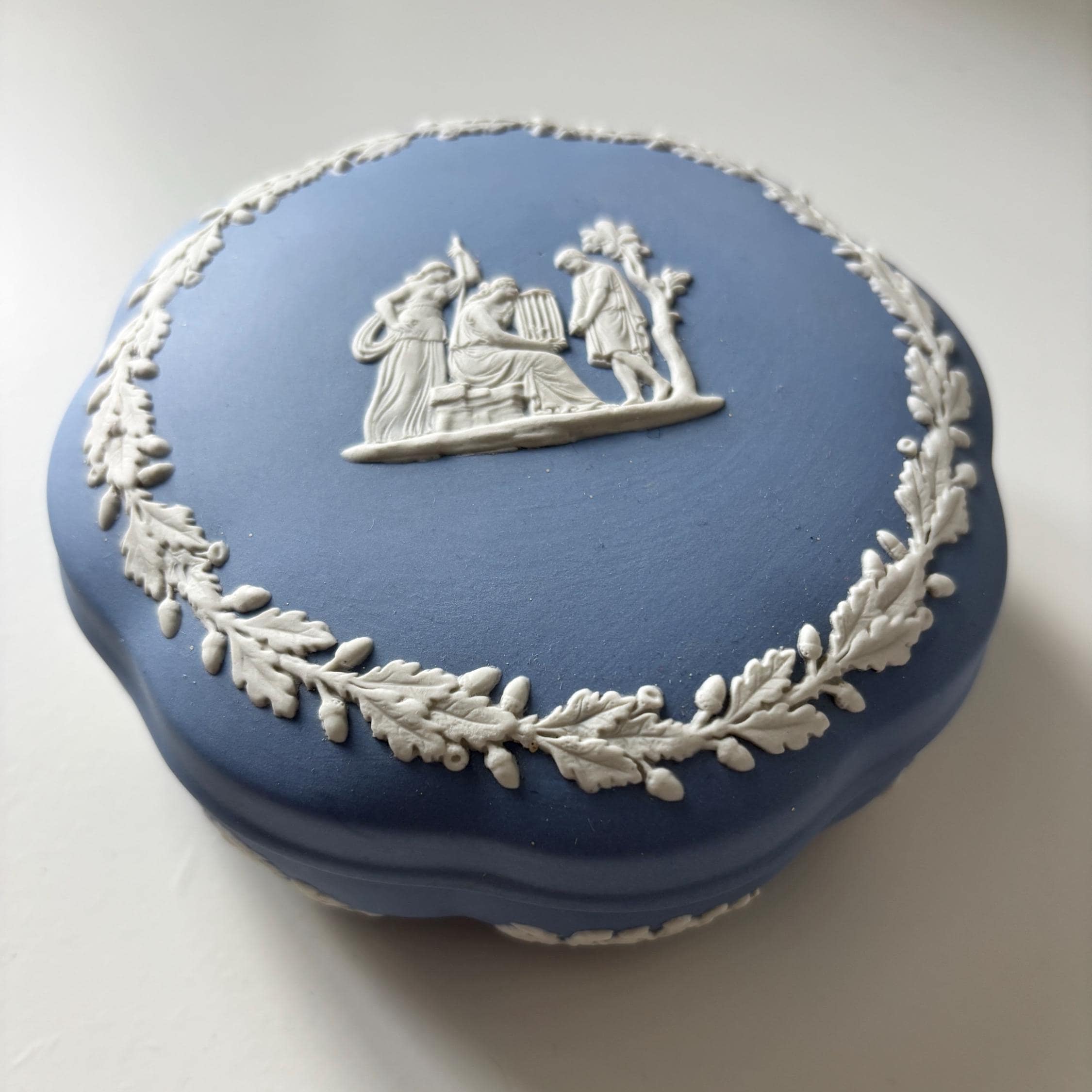 Wedgwood Jasperware Blue Trinket Box Vintage Jewellery Box Made in England