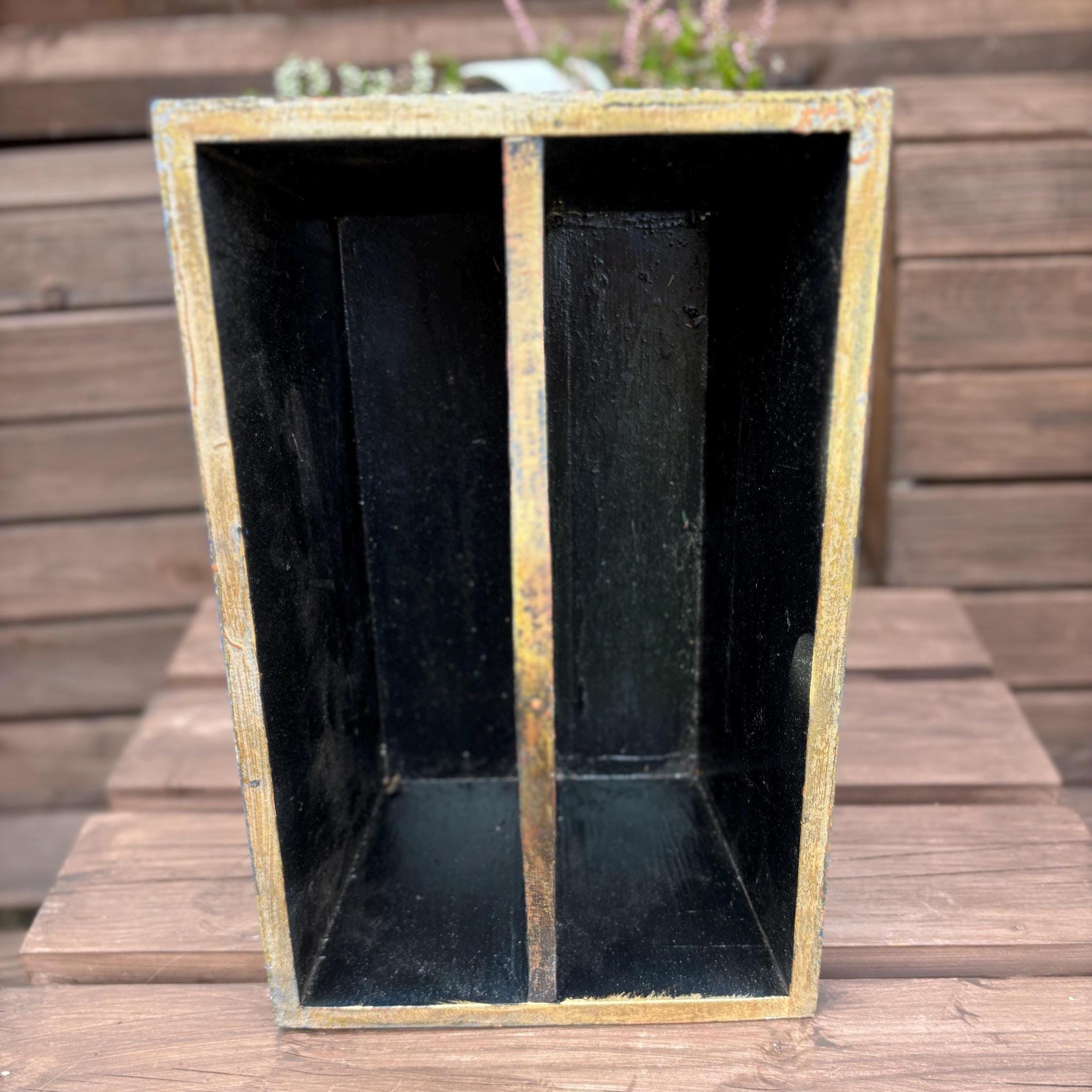 Hand-Painted Wooden Caddy | Folk Art Floral Storage Box