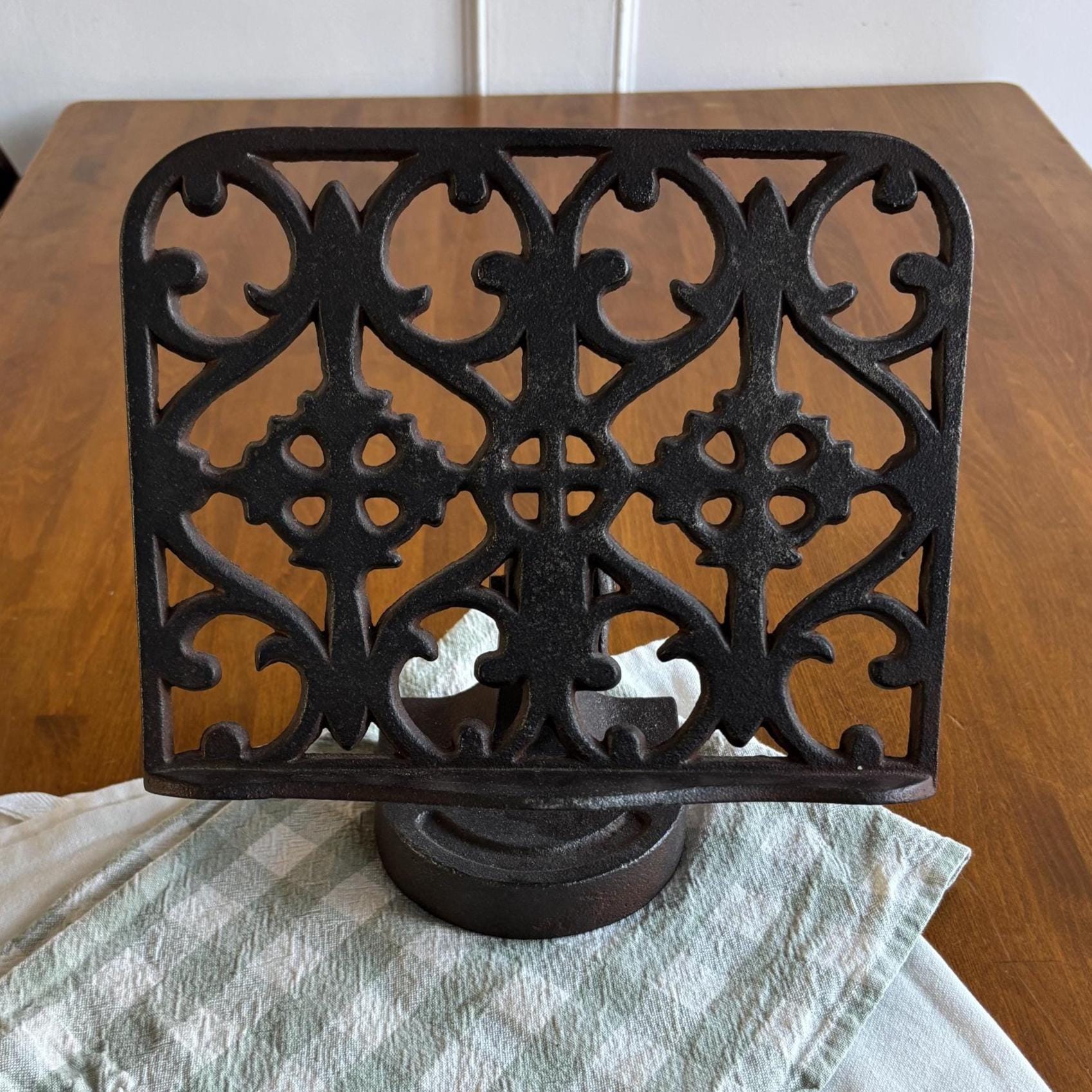 Vintage Cast Iron Cookbook Stand Adjustable Recipe Holder Gothic Book Stand Missing Weights