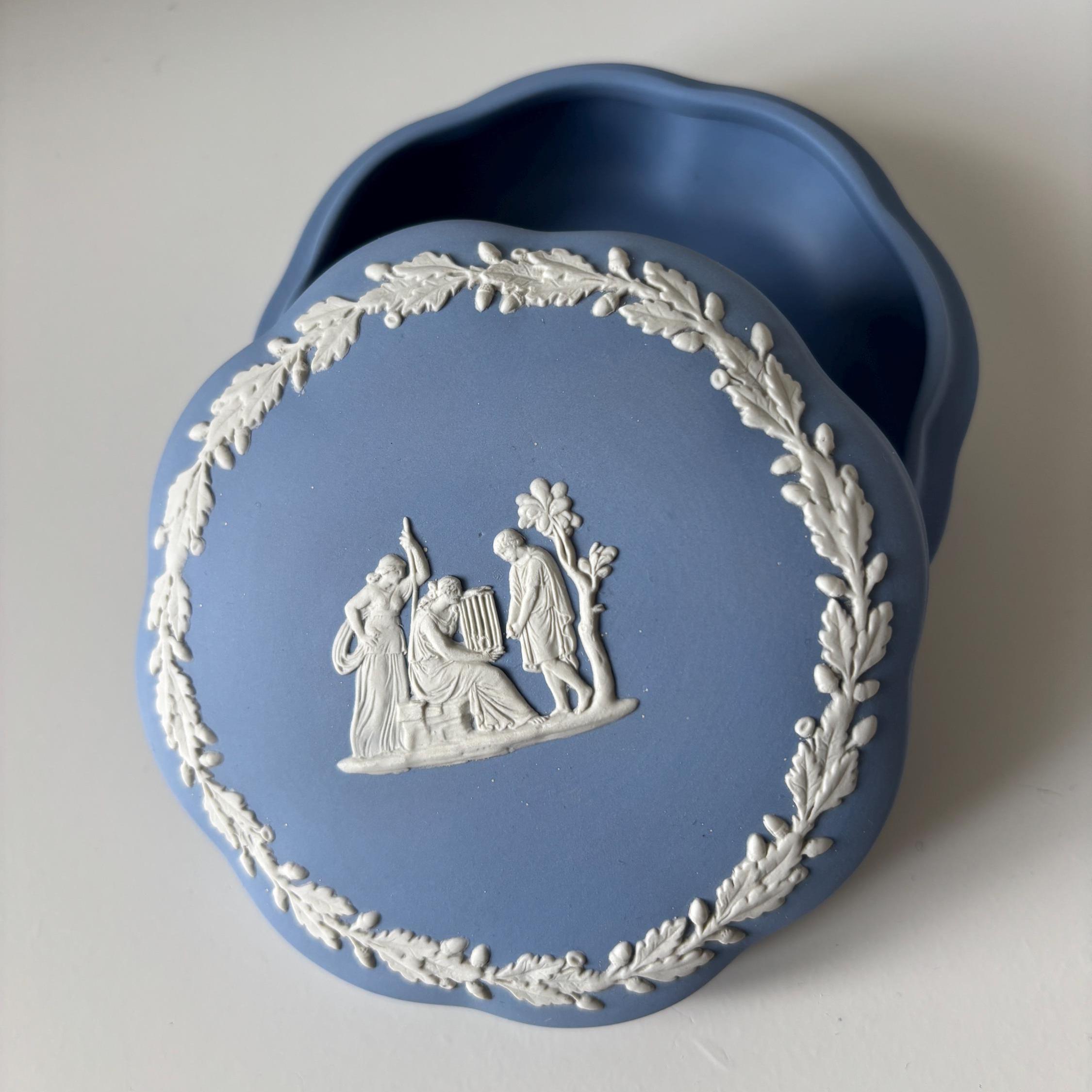 Wedgwood Jasperware Blue Trinket Box Vintage Jewellery Box Made in England
