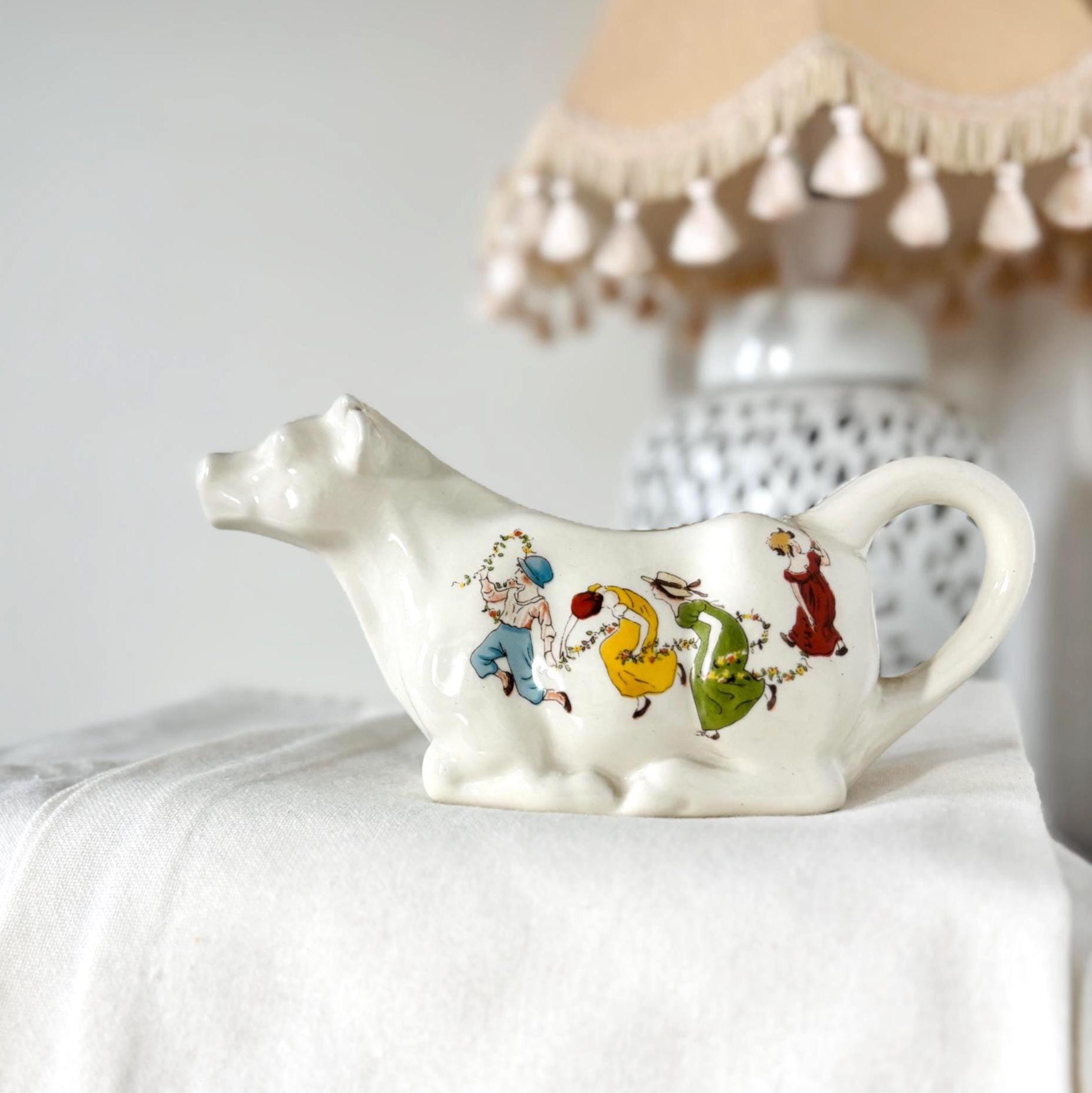Vintage Crown Devon Cow Creamer Nursery Rhyme Milk Jug