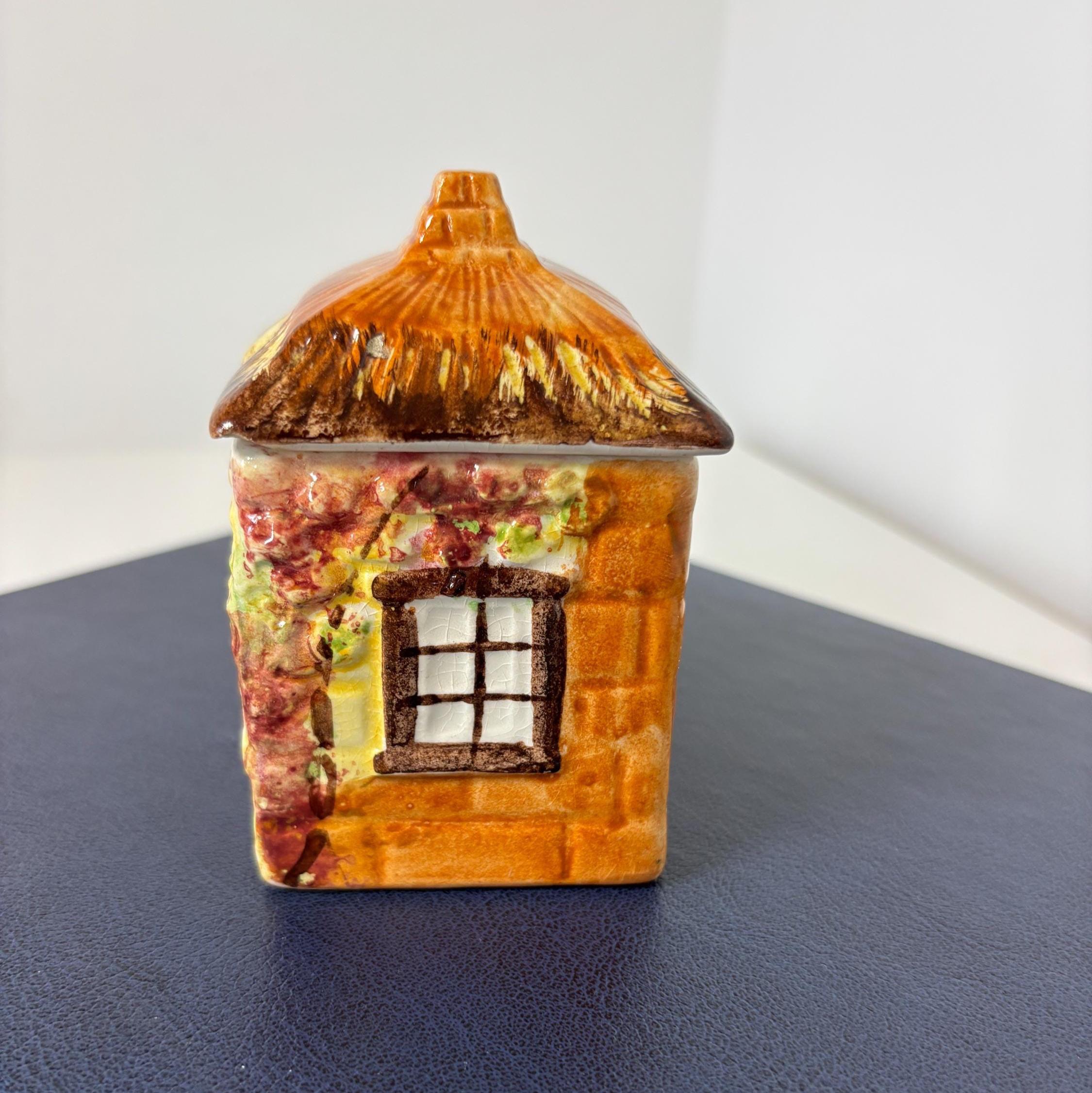 Vintage Cottage Ware Jam Pot House Shaped Ceramic England Hand Painted Collectible