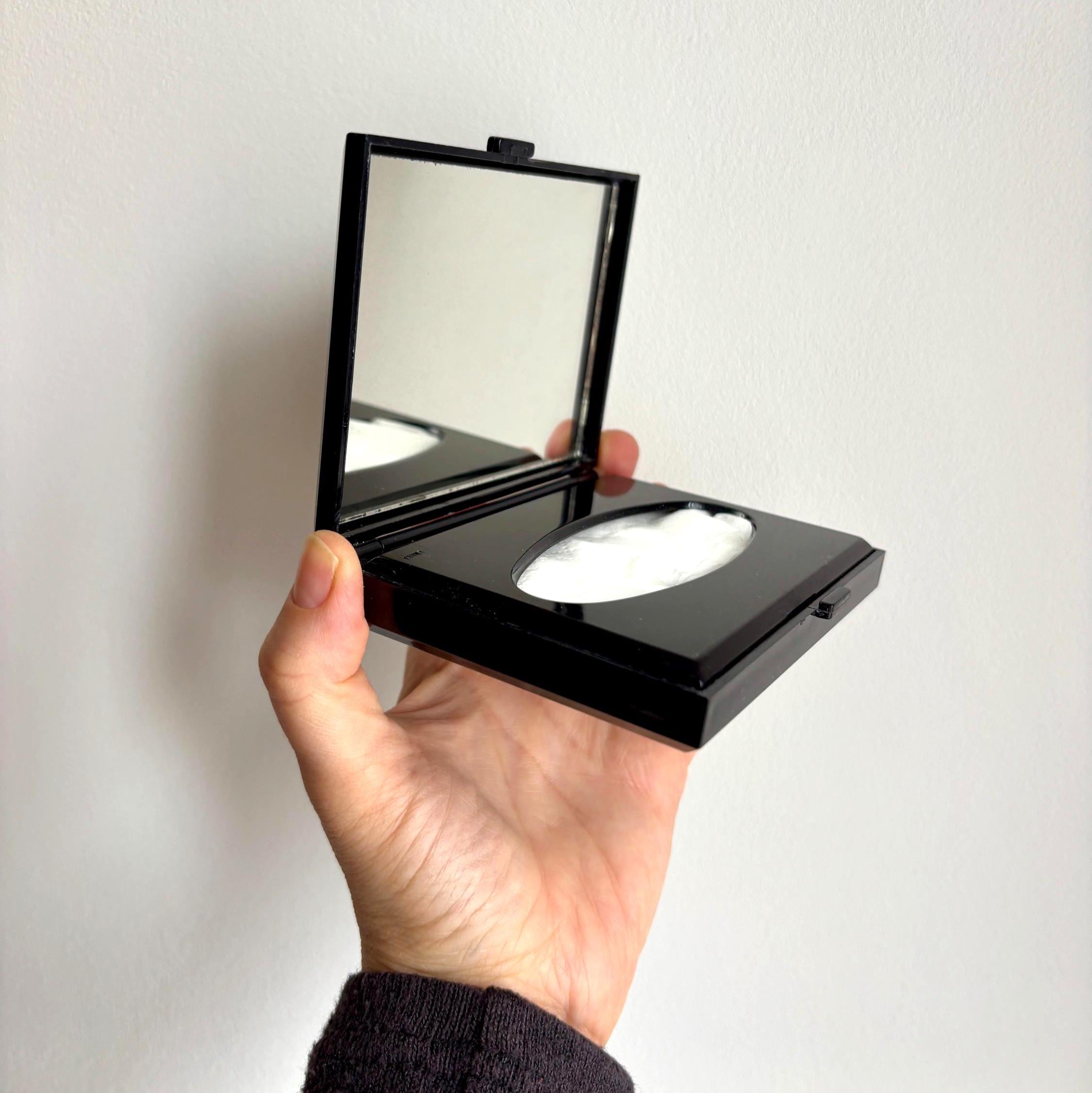 Vintage Floral Lacquer Style Compact Mirror Tissue Case Vanity Travel Accessory Gift