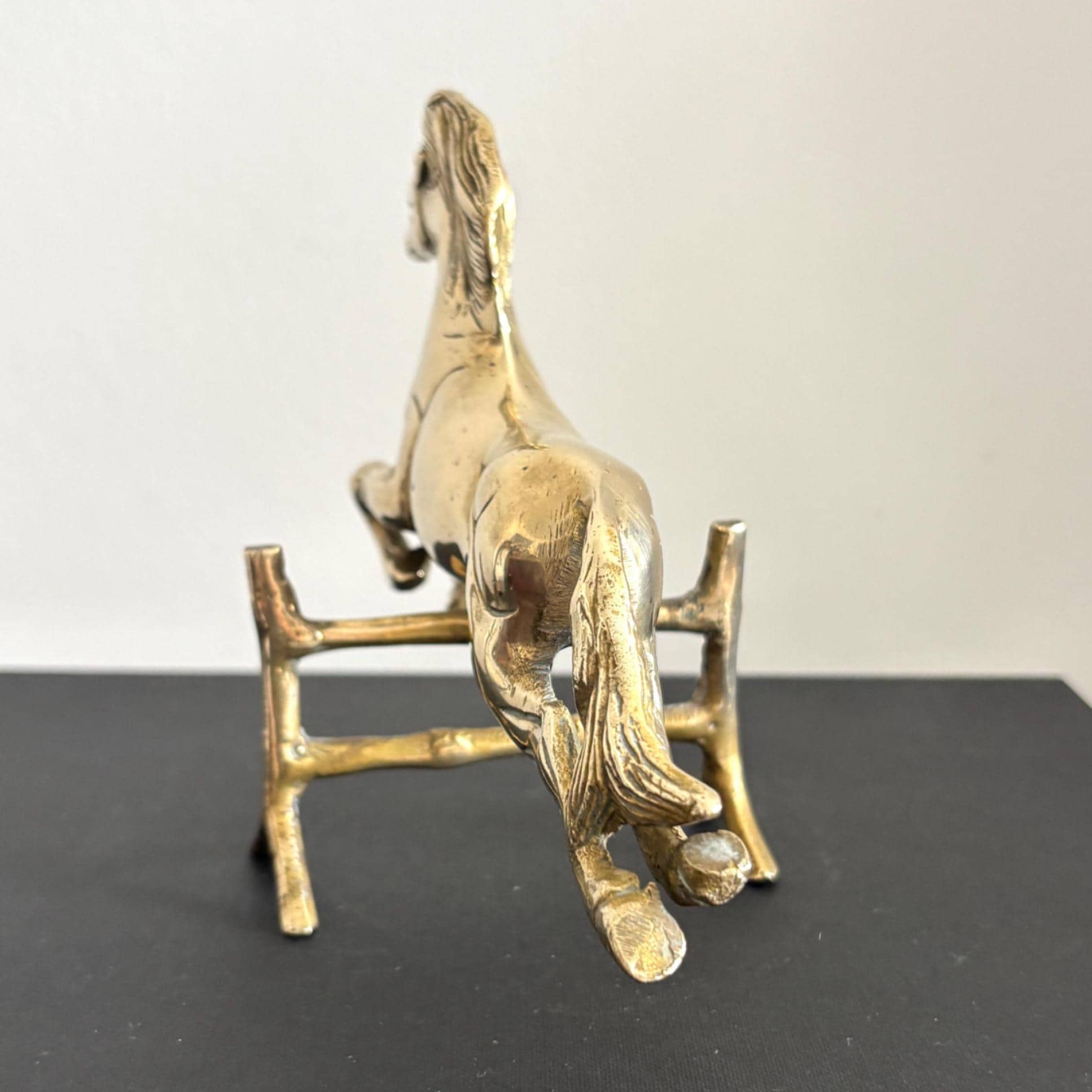 Vintage Brass Horse Figurine: Mid-Century Equestrian Sculpture