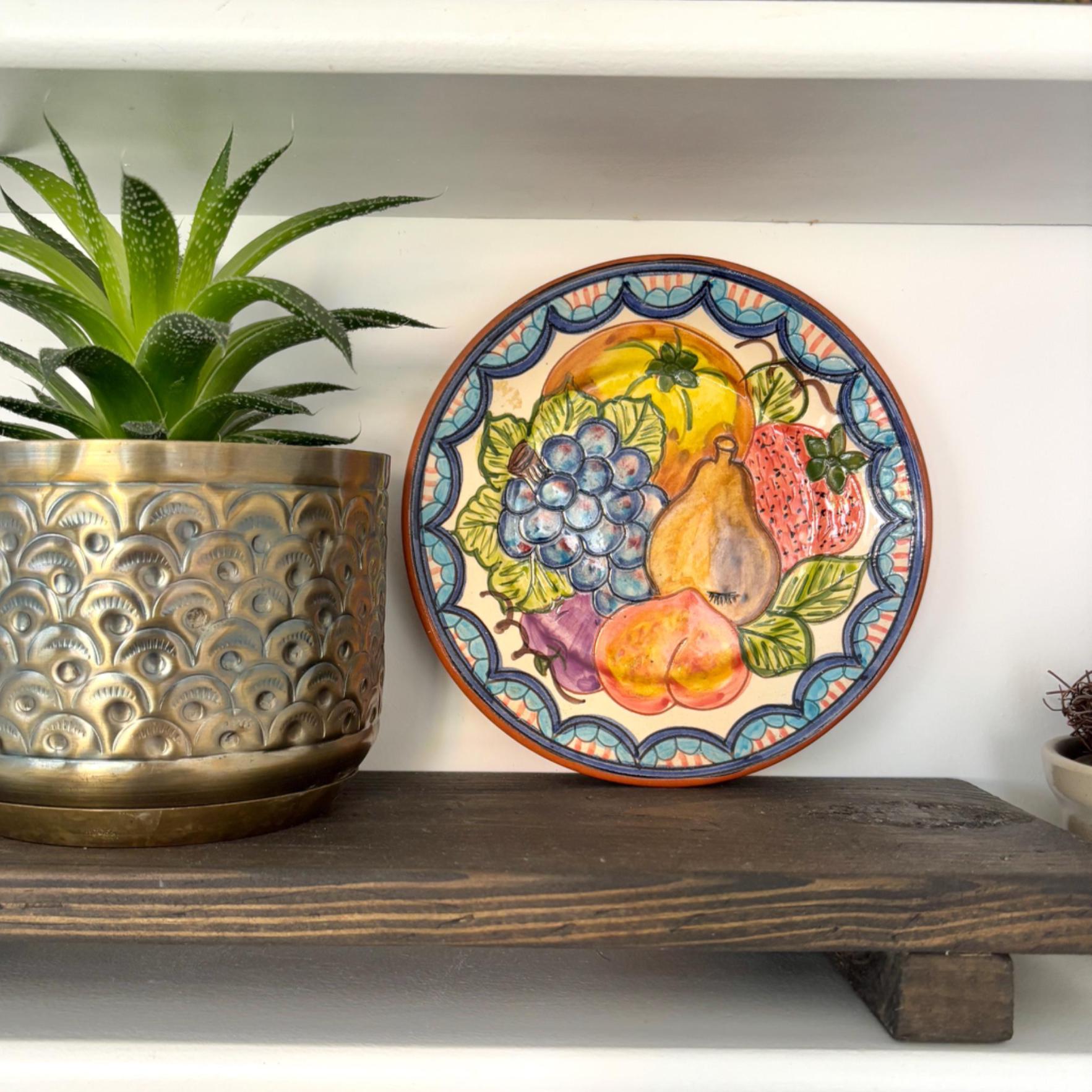 Vintage Portuguese Hand Painted Fruit Plate | Olaria Carrilho Lopes Pottery