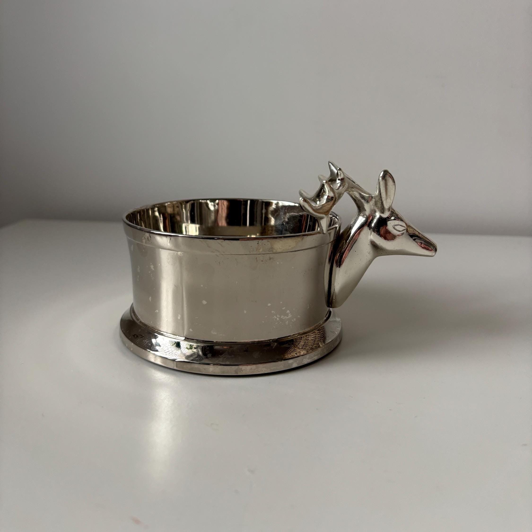 Vintage Silver Plated Stag Wine Coaster – Rustic Barware