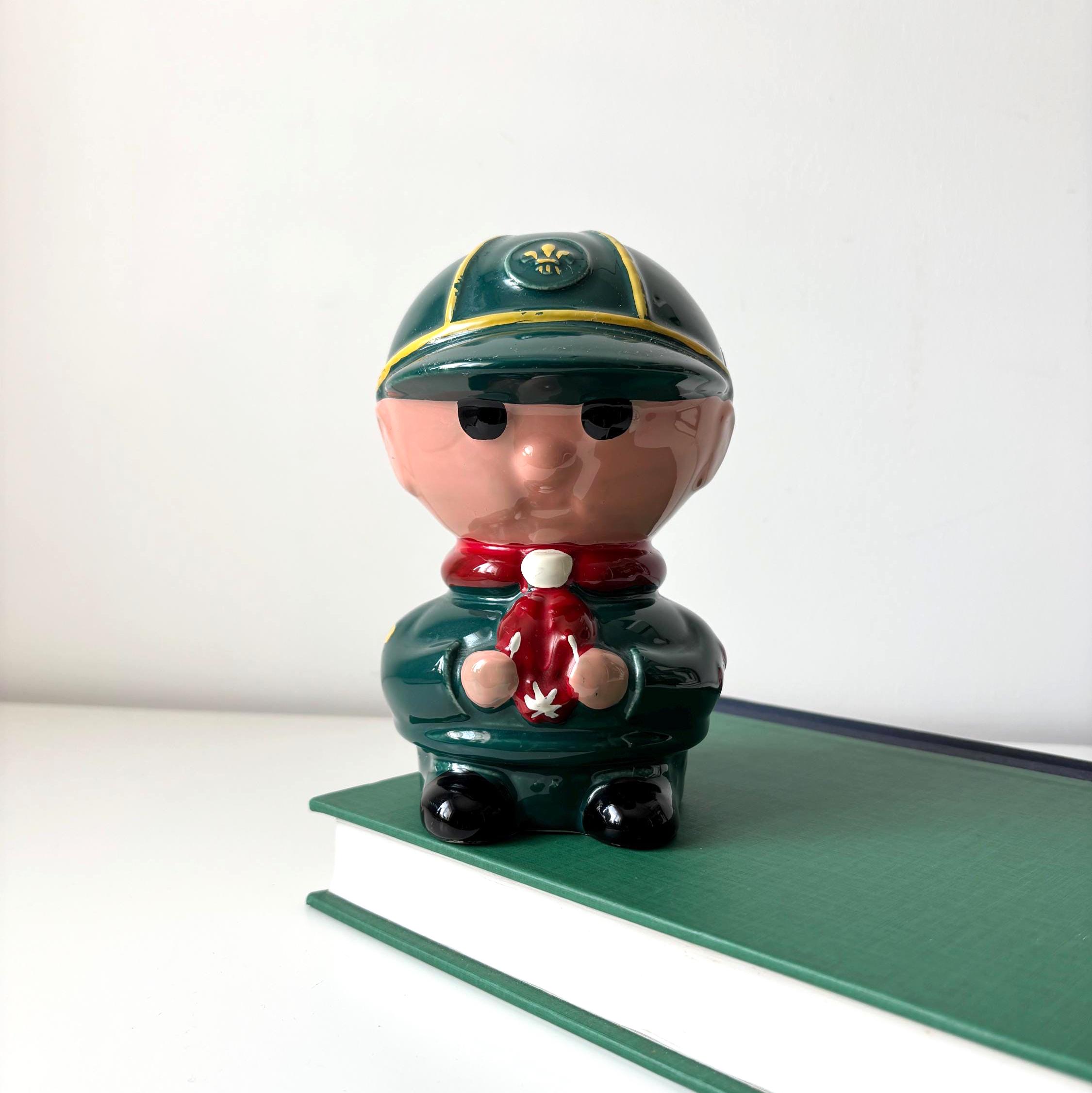 Vintage 1985 Hugh Taylor Scout Money Box Ceramic Piggy Bank Collectible Figure