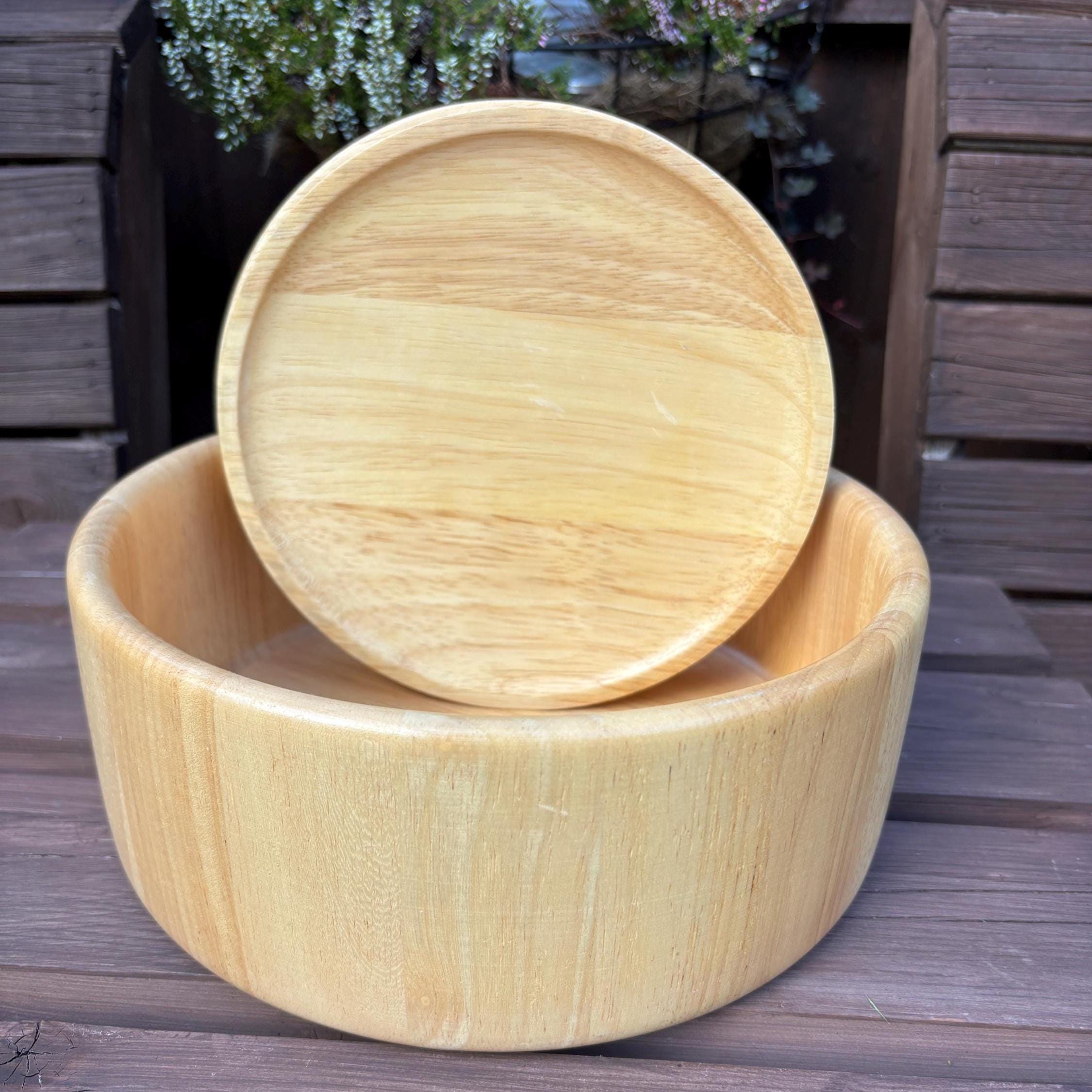 Vintage Wooden Salad Bowl Set: Rustic Thai Tableware, 5-Piece