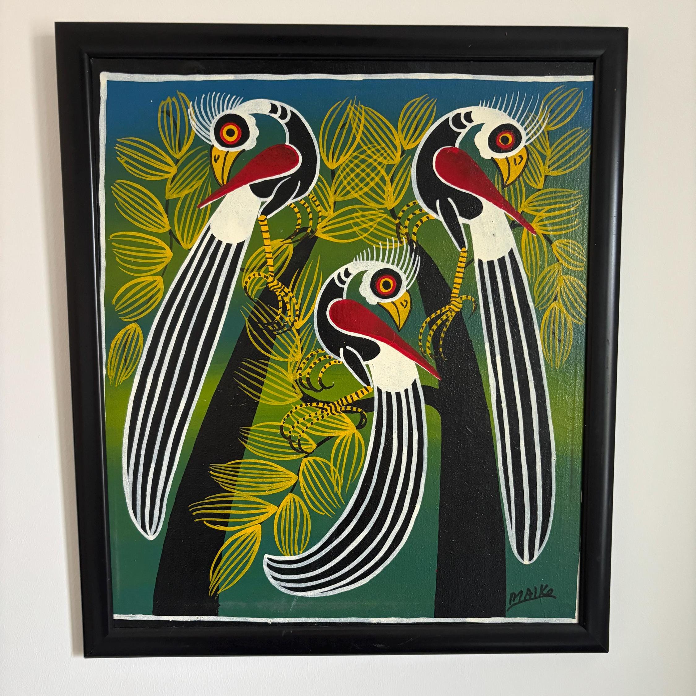 Tinga Tinga Painting African Wall Art Hand Painted Colourful Artwork Tanzania Style Decor