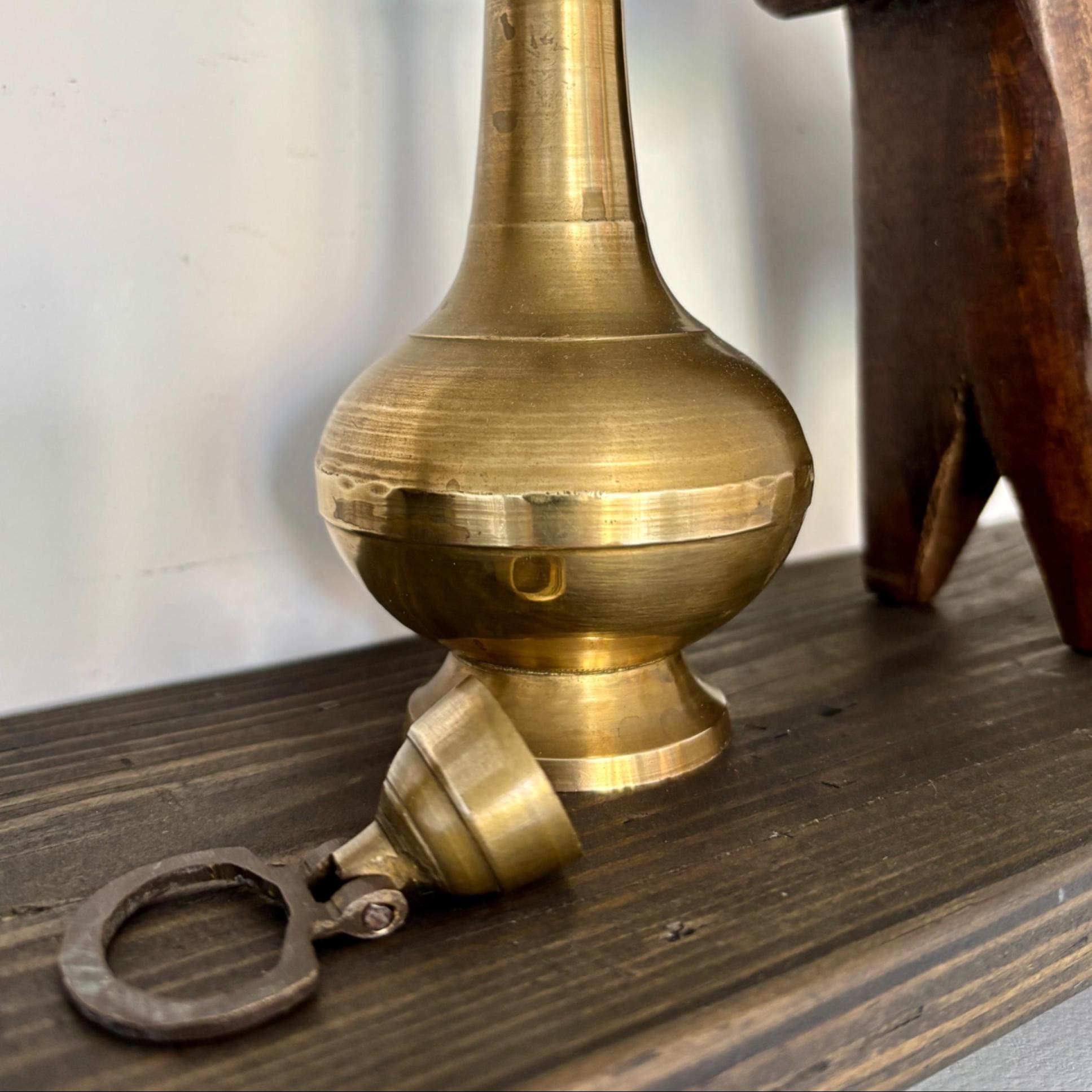 Vintage Brass Hindu Kamandal: Holy Water Pot, Gangajal Bottle