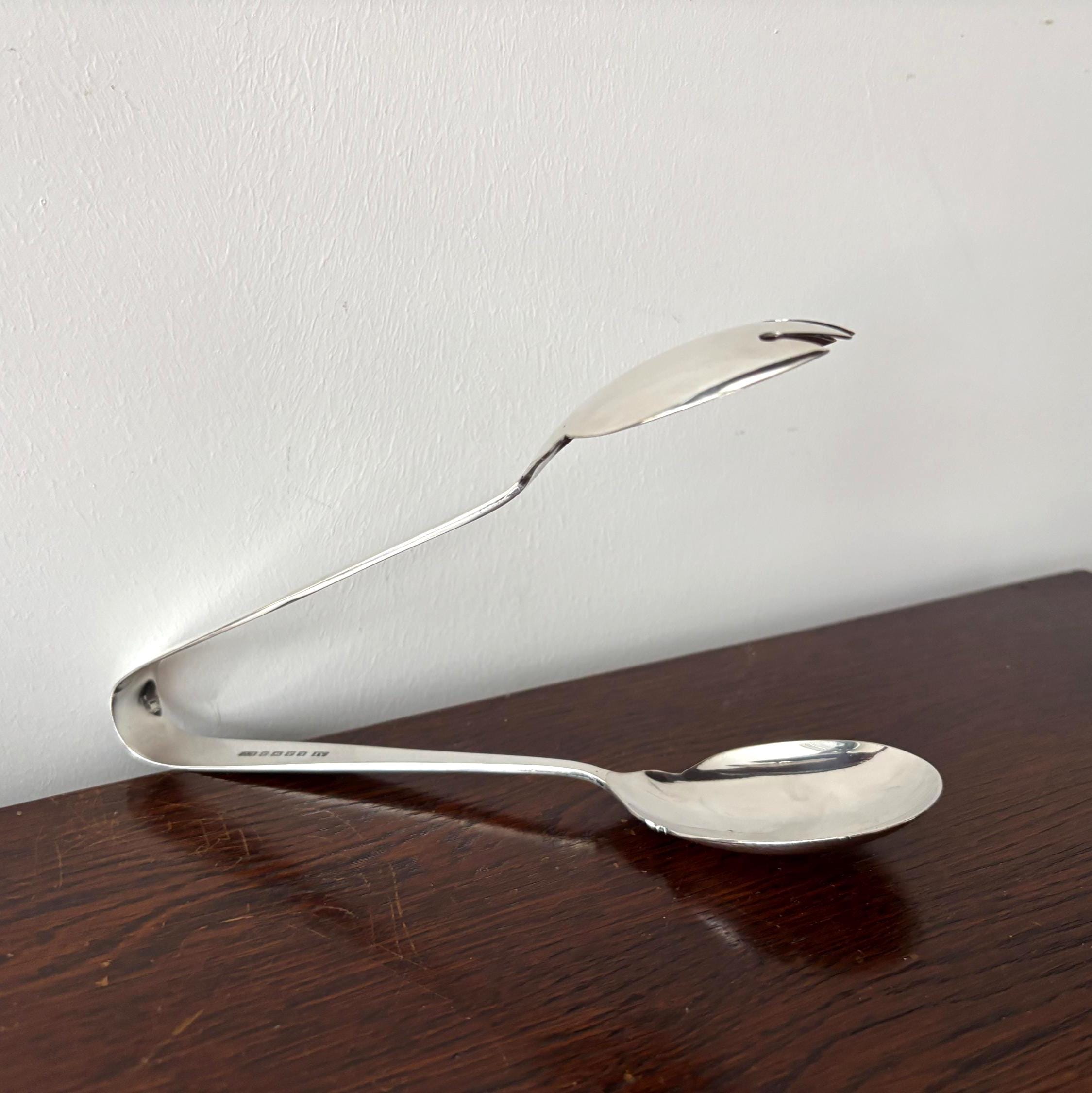 Vintage Salad Serving Tongs Silver Plate Sheffield Spoon Fork Mid Century Kitchen Tableware