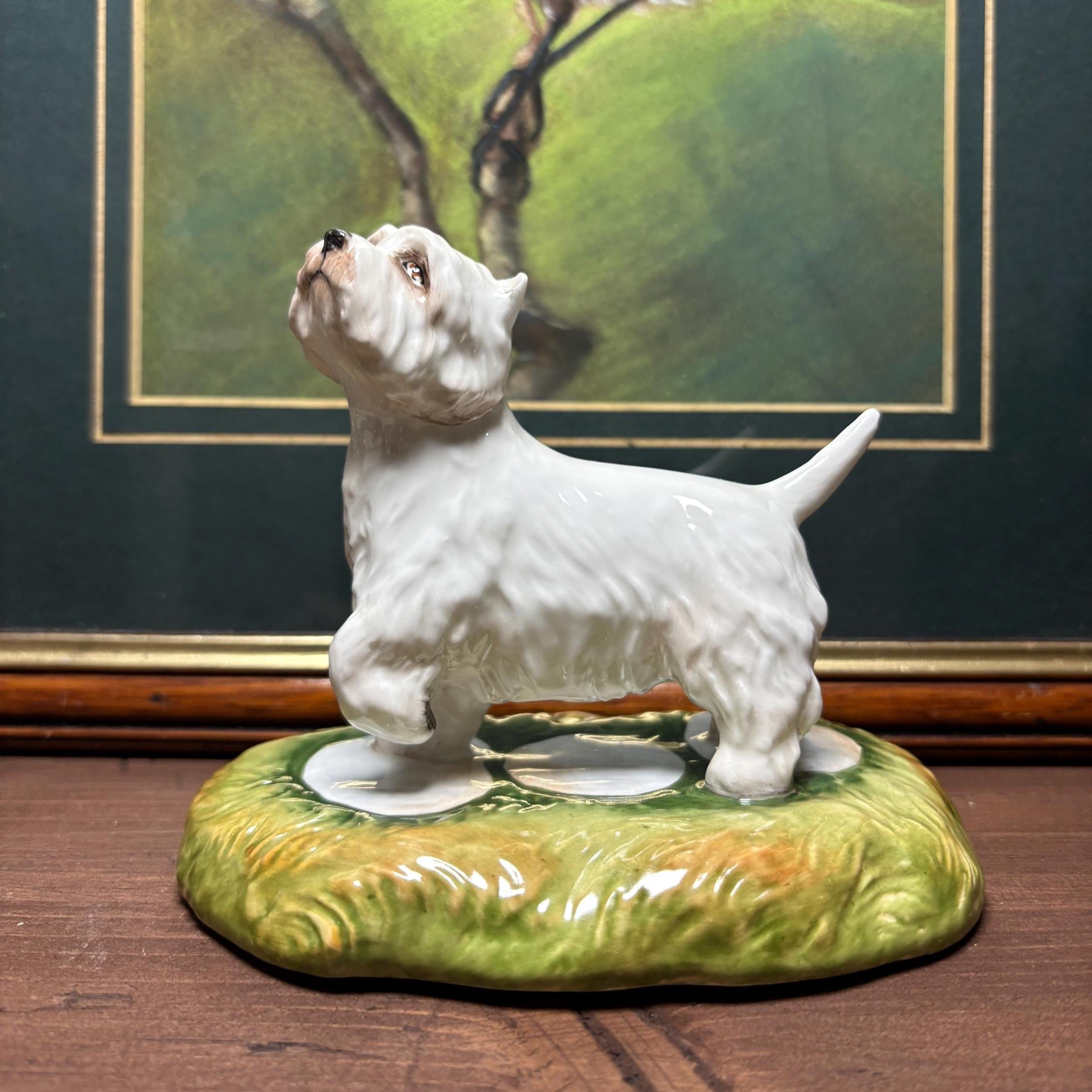 Vintage Royal Stratford West Highland Terrier Figurine Hand Painted Porcelain Dog Ornament Westie Collectible