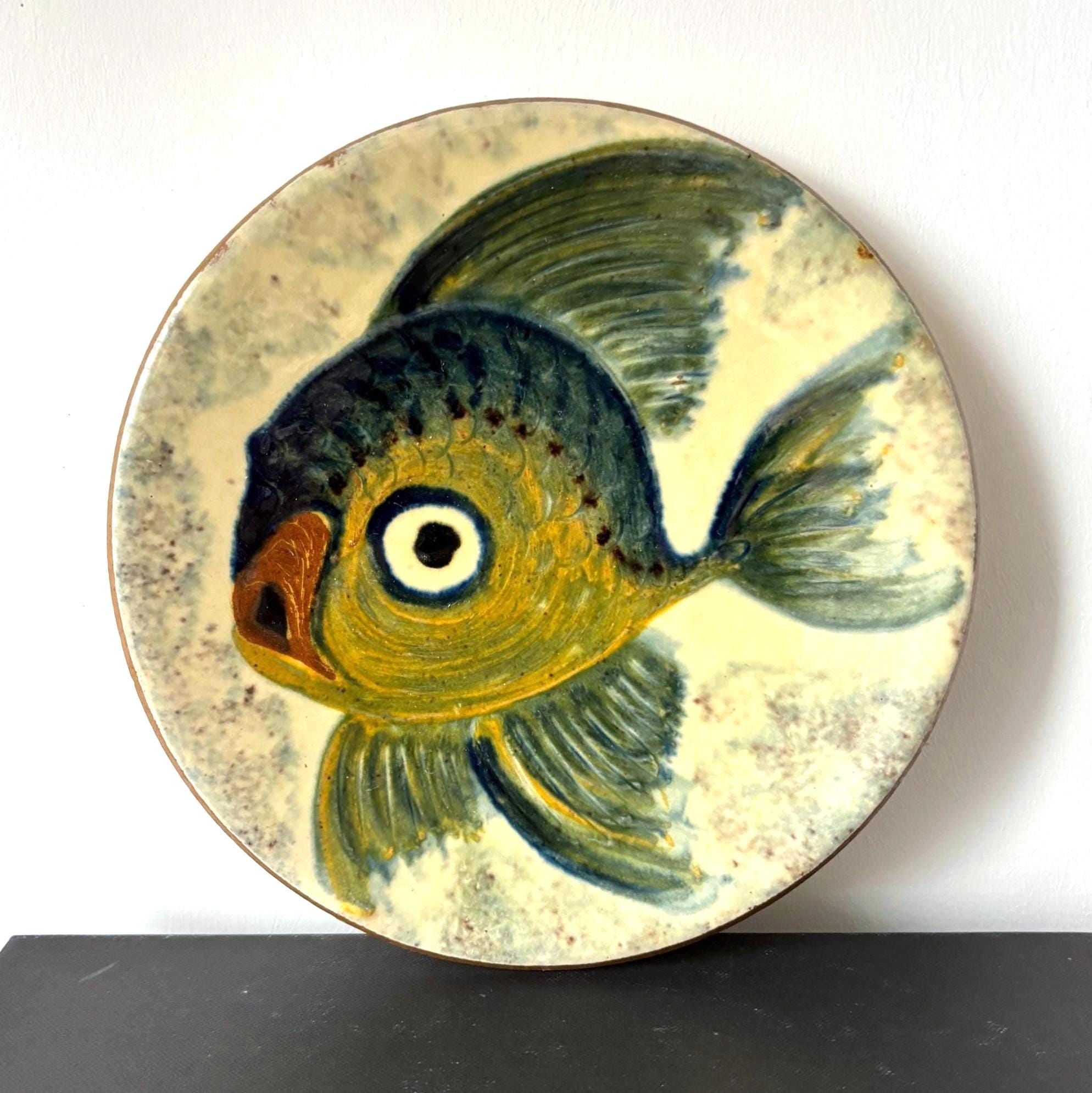 Vintage Puigdemont Spanish Ceramic Fish Wall Decor Mid Century Mediterranean Coastal Wall Art