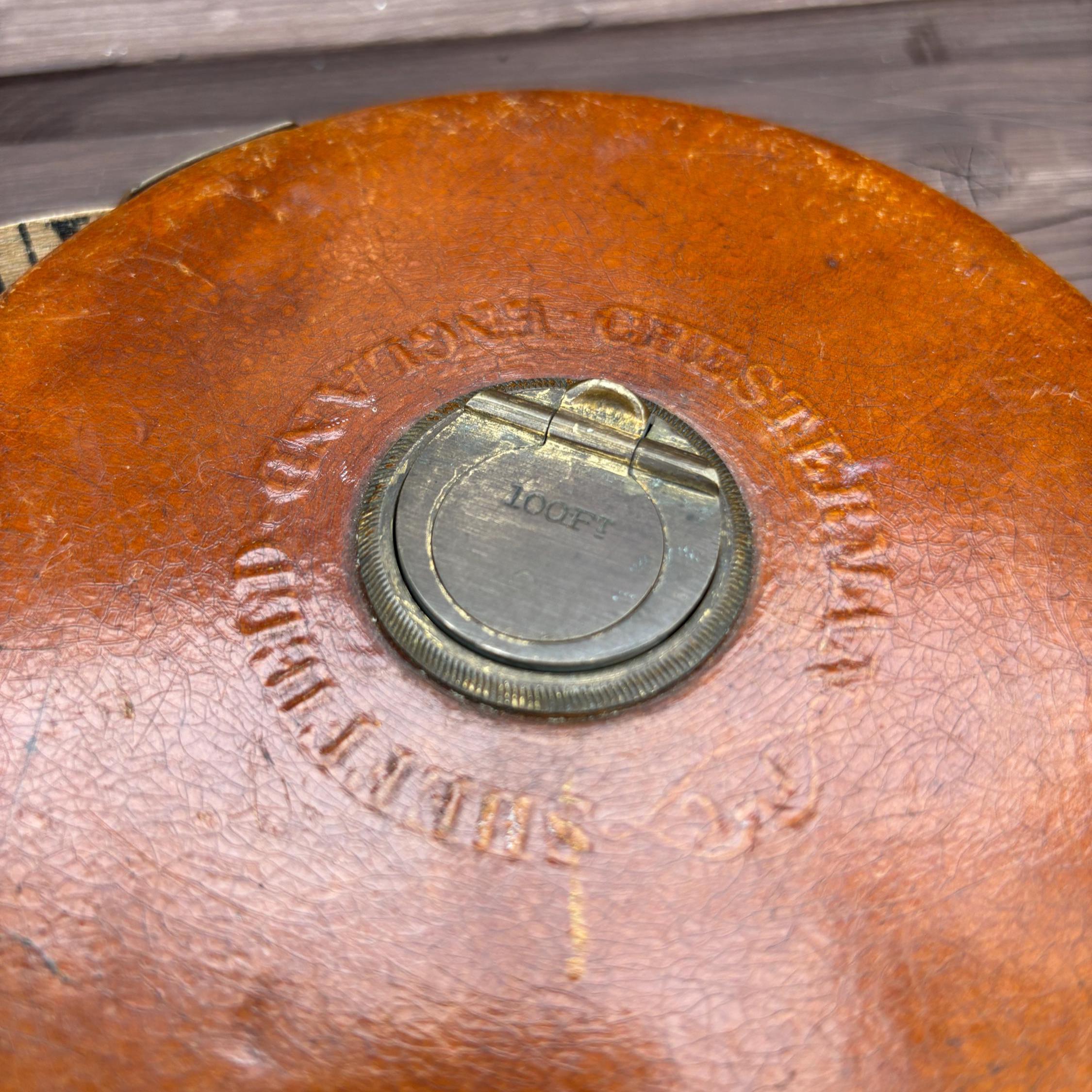 Vintage Chesterman 100ft Steel Tape Measure: Sheffield Leather Case