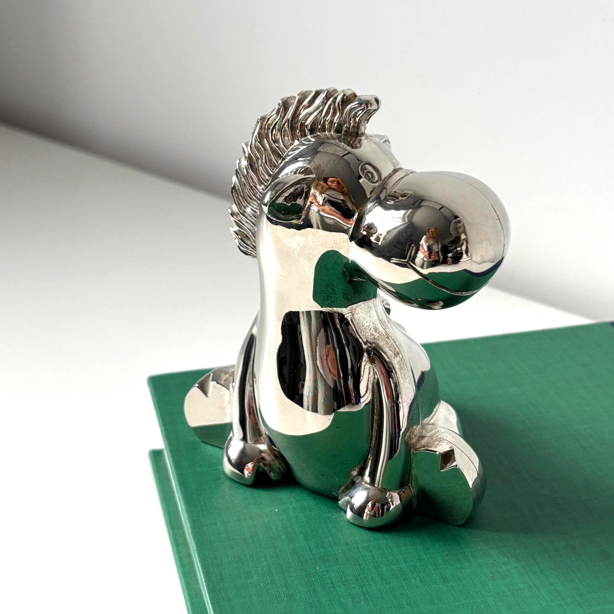 Vintage Silver Plated Horse Money Box Novelty Piggy Bank Animal Savings Ornament