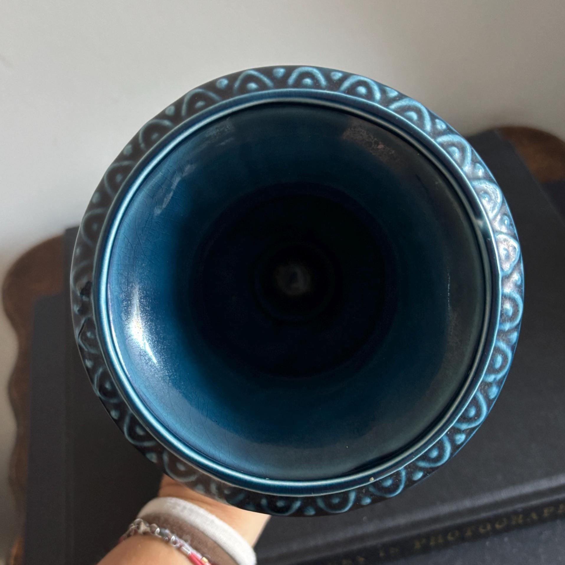 Vintage Dartmouth Pottery Blue Urn Vase: Mid-Century English Ceramic