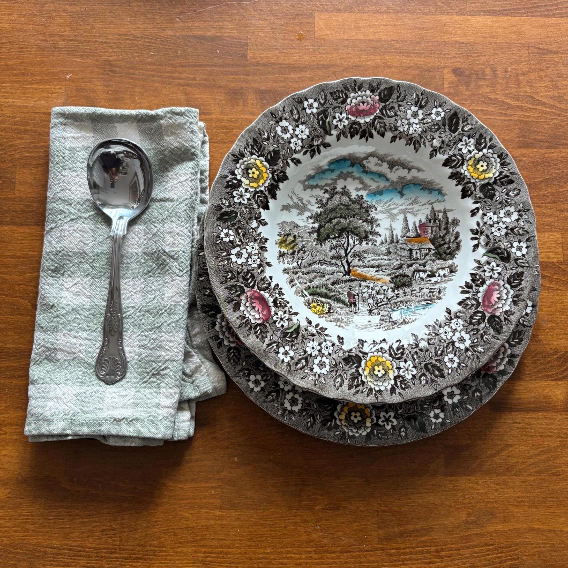 Vintage Alfred Meakin Homeland Dinner Set 4 Plates Bowls Cottage Farmhouse England