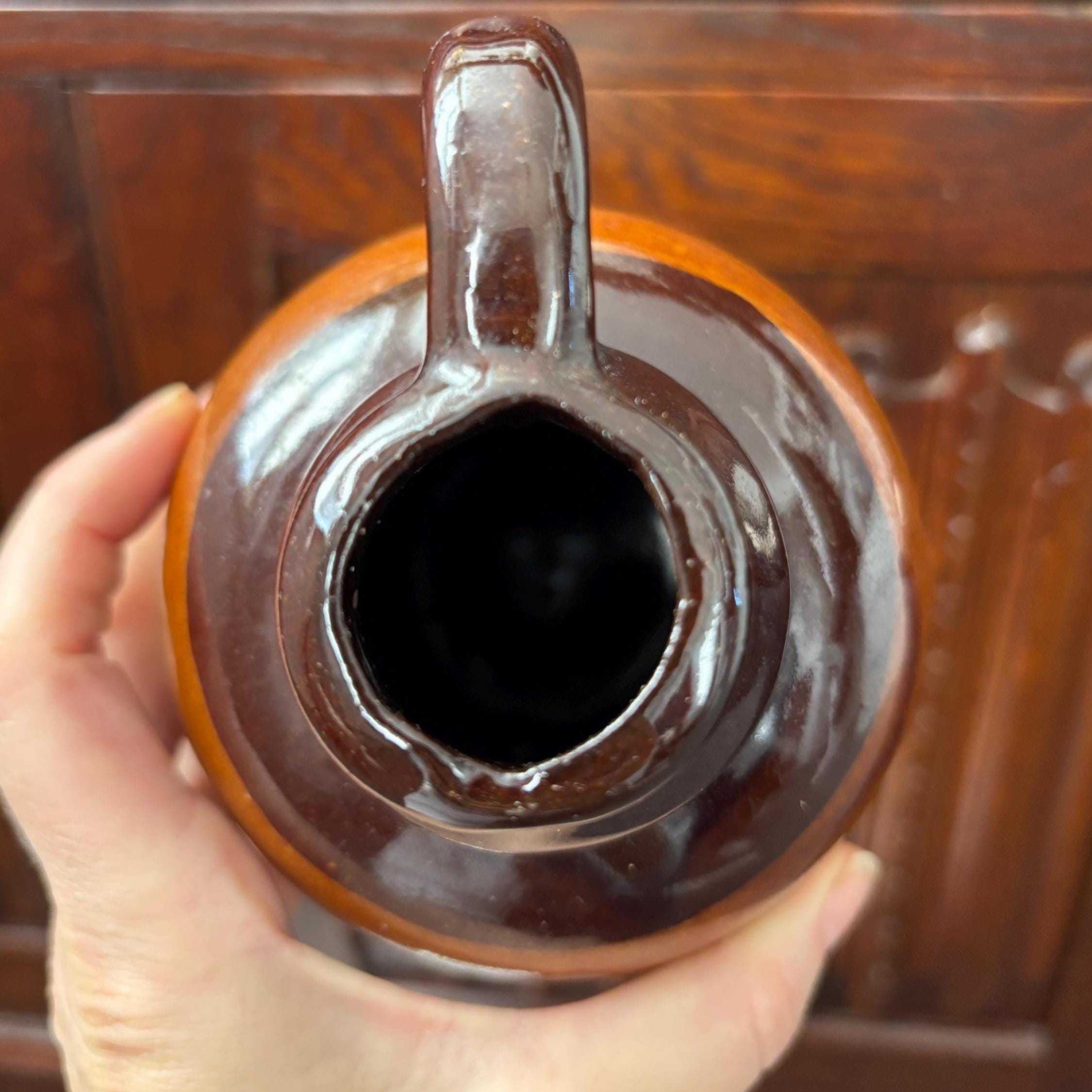 Vintage French Stoneware “Cuvée Spéciale” Bottle Decanter with Cork Stopper, Two-Tone Glaze
