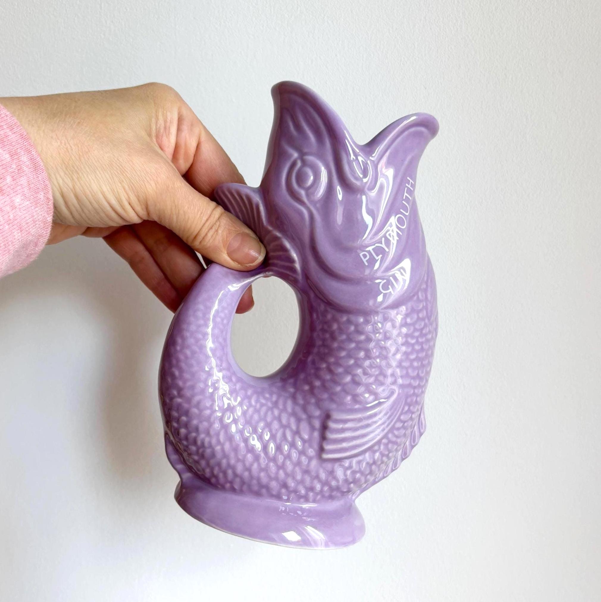 Vintage Wade Plymouth Gin Purple Fish Jug Gurgle Pitcher