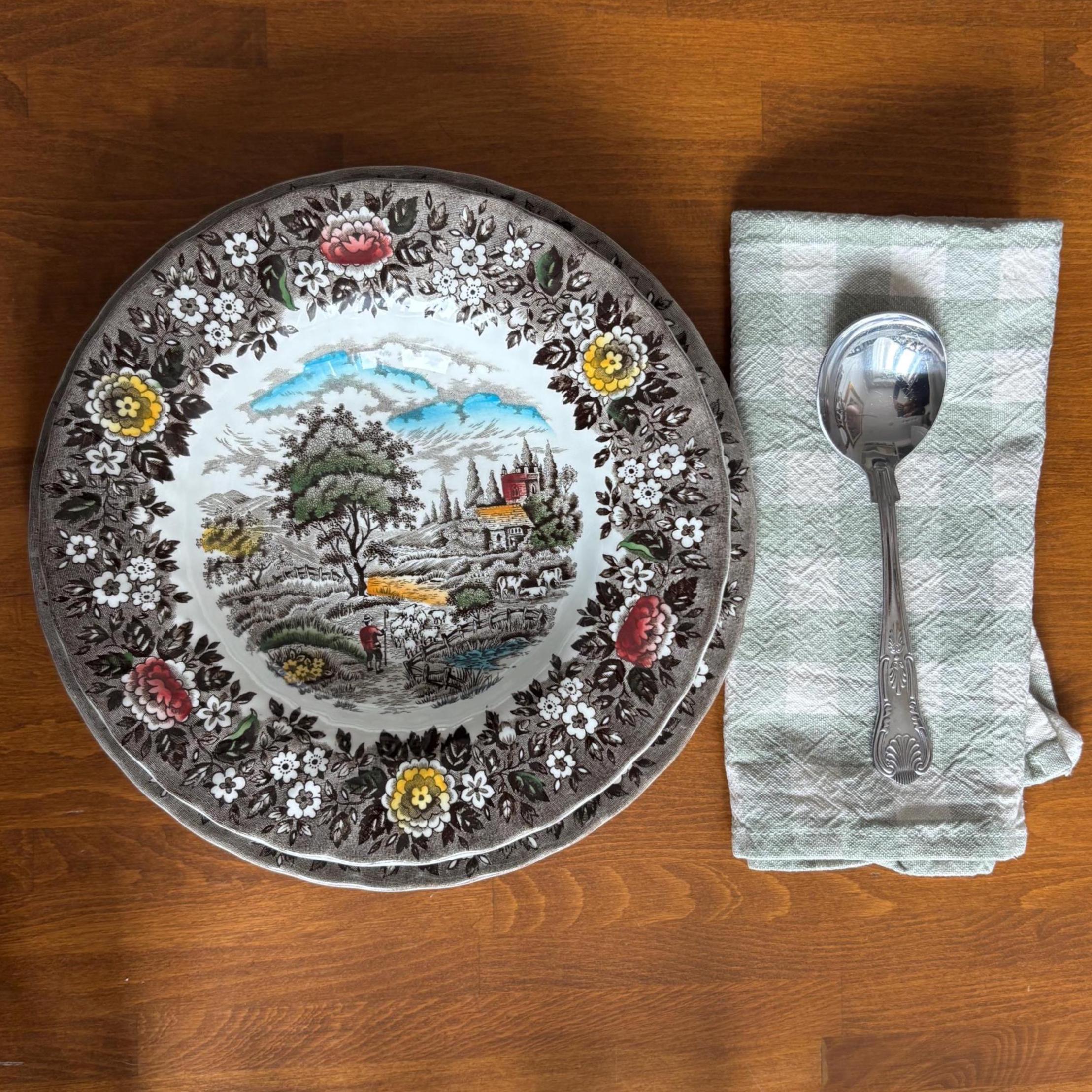 Vintage Alfred Meakin Homeland Dinner Set 4 Plates Bowls Cottage Farmhouse England