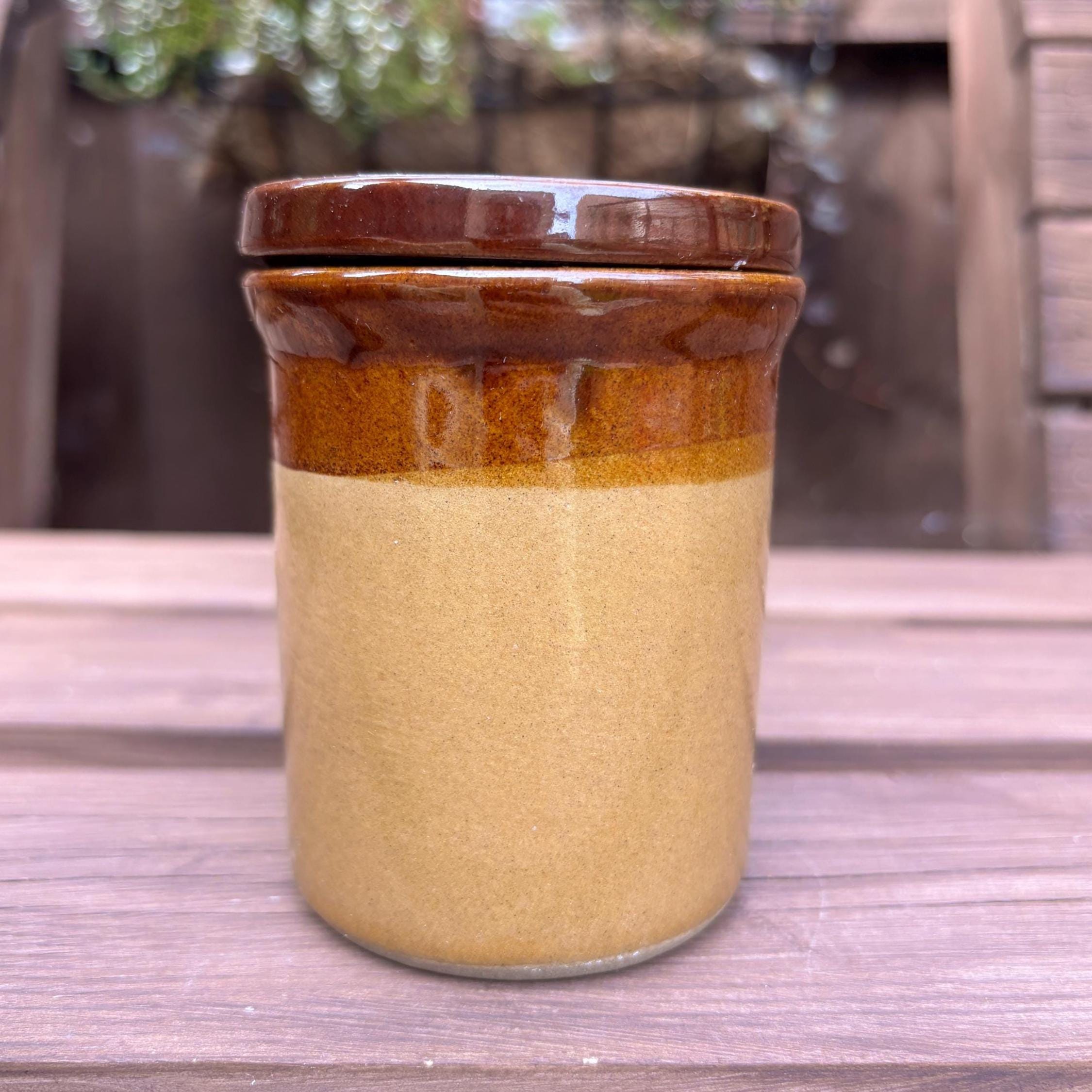 Vintage Parsons Stoneware Kitchen Canister | England, Brown Glazed Crock
