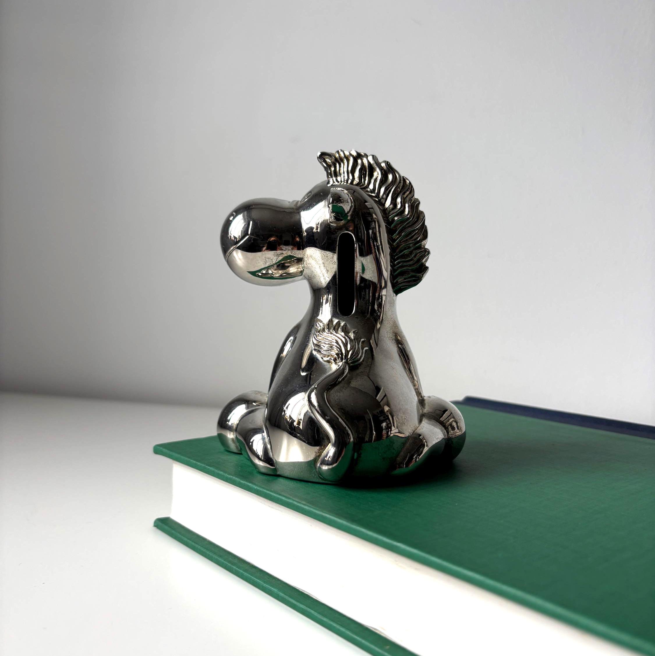 Vintage Silver Plated Horse Money Box Novelty Piggy Bank Animal Savings Ornament