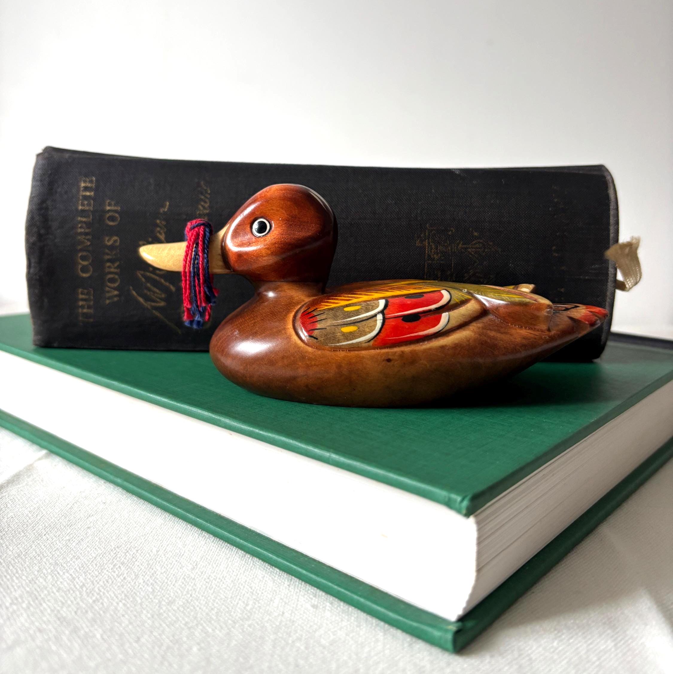 Traditional Korean Wedding Ducks Hand Carved Wooden Kireogi Pair Folk Art Anniversary Gift