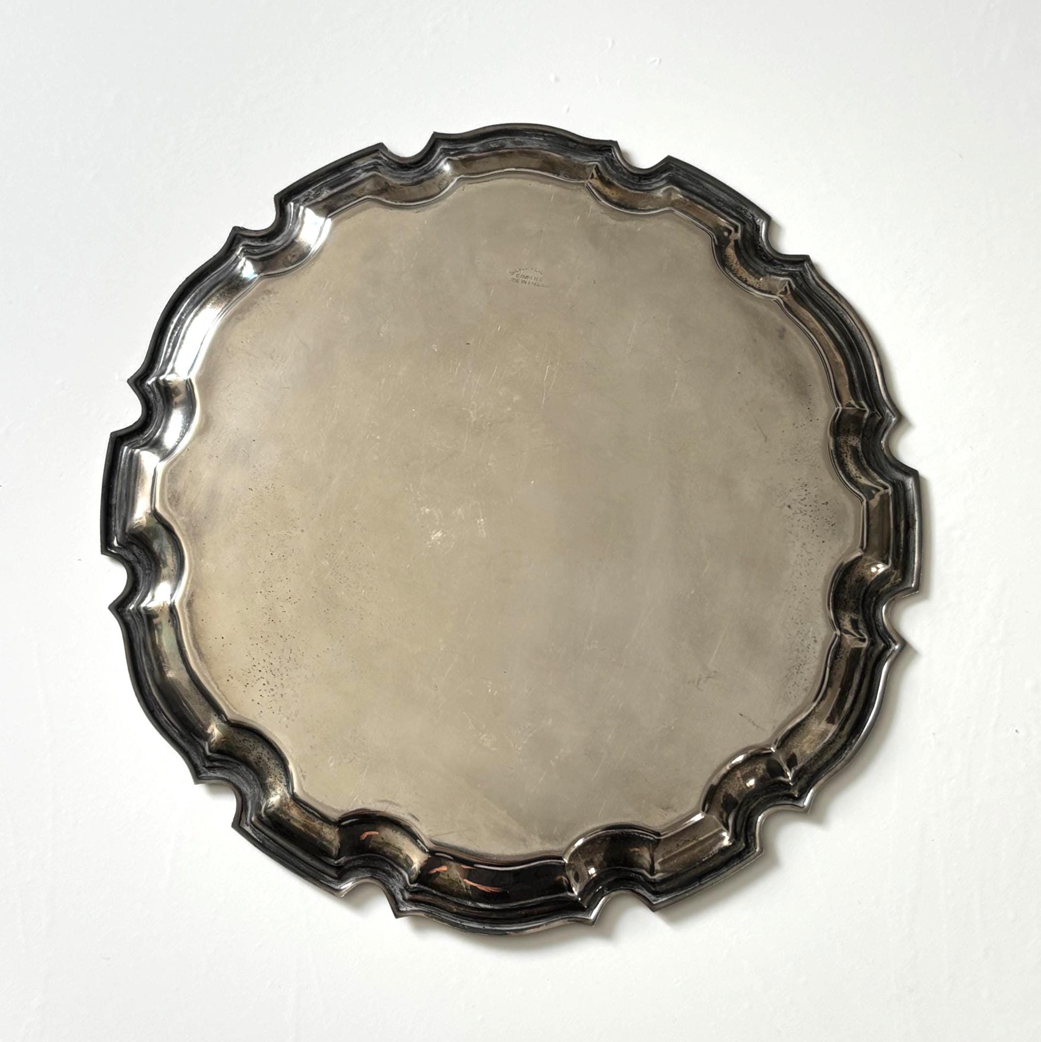 Vintage Cavalier Silver Plated Happy Anniversary Tray – Made in England – Decorative Wedding Bells Tray