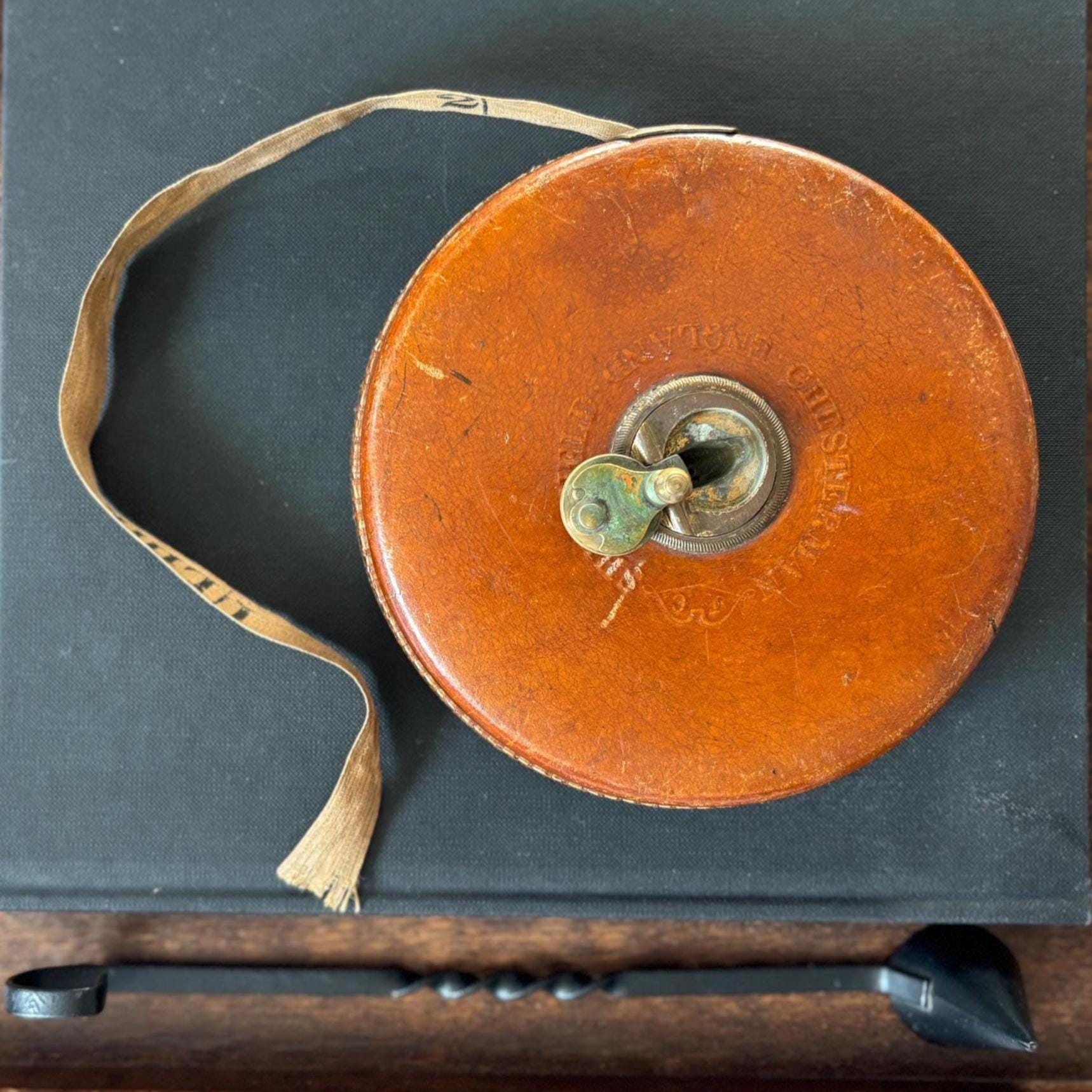 Vintage Chesterman 100ft Steel Tape Measure: Sheffield Leather Case