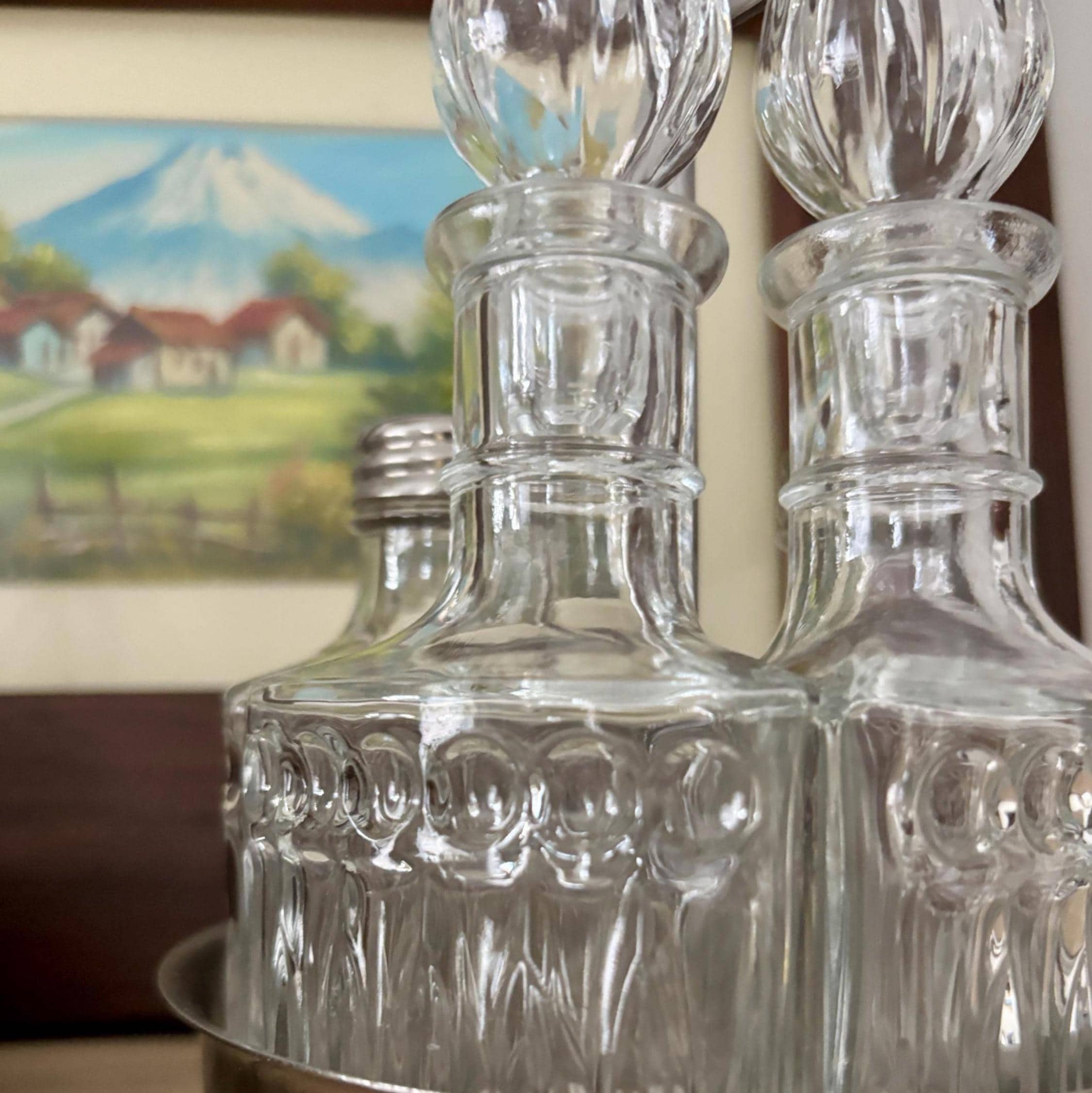 Vintage 5pc Cruet Set INOX 18/8 Stand Oil Vinegar Salt Pepper Toothpick Holder