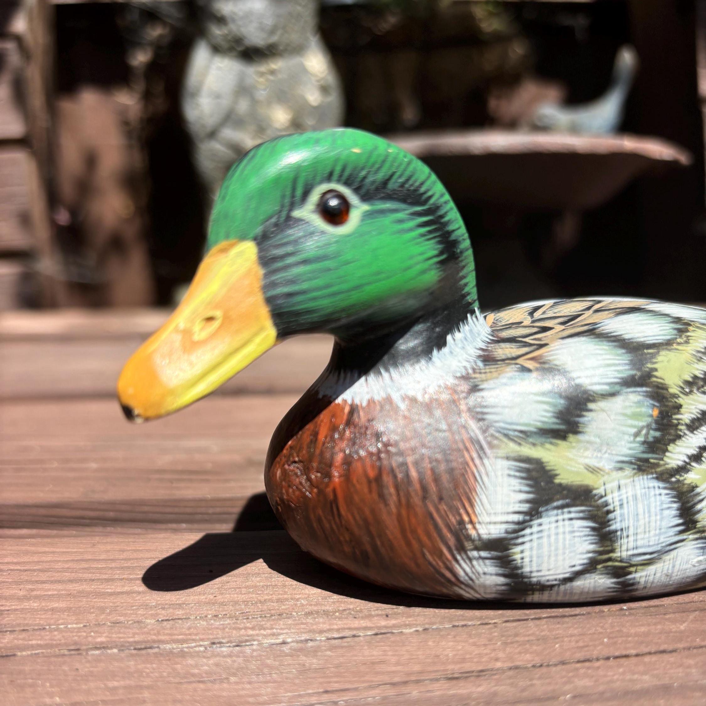 Vintage Hand Carved Mallard Duck Decoy | Hand Painted Wooden Bird Figure