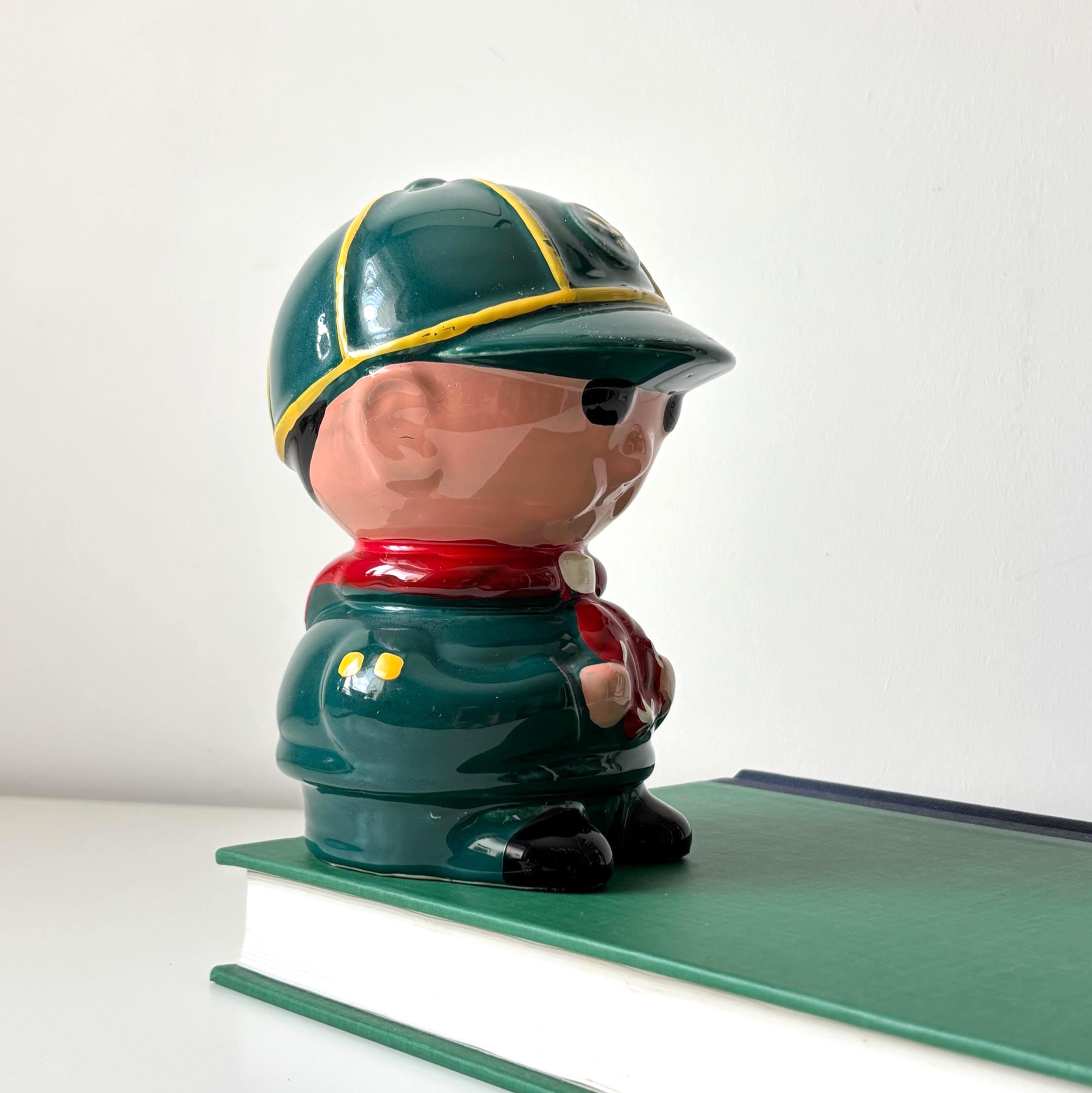 Vintage 1985 Hugh Taylor Scout Money Box Ceramic Piggy Bank Collectible Figure