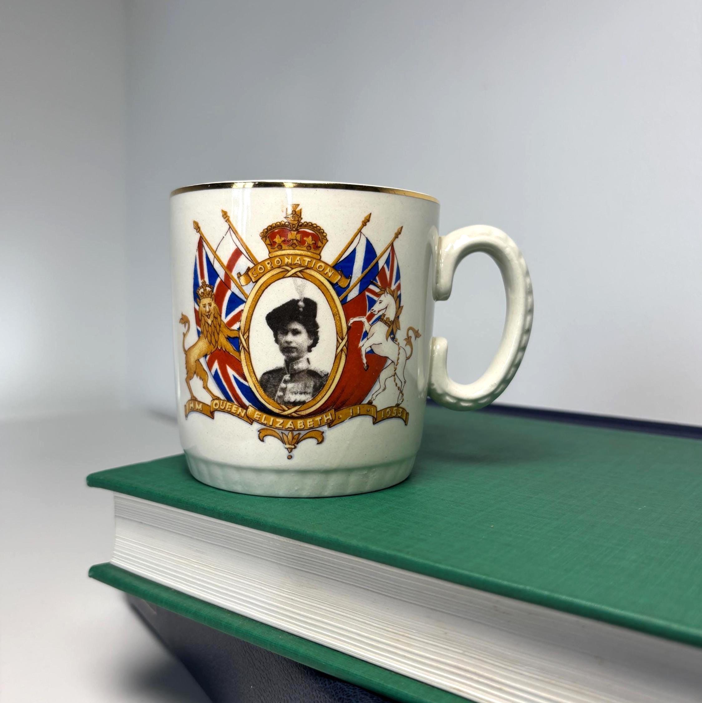 1953 Queen Elizabeth II Coronation Mug Nelson Ware Royal Commemorative Cup Made England