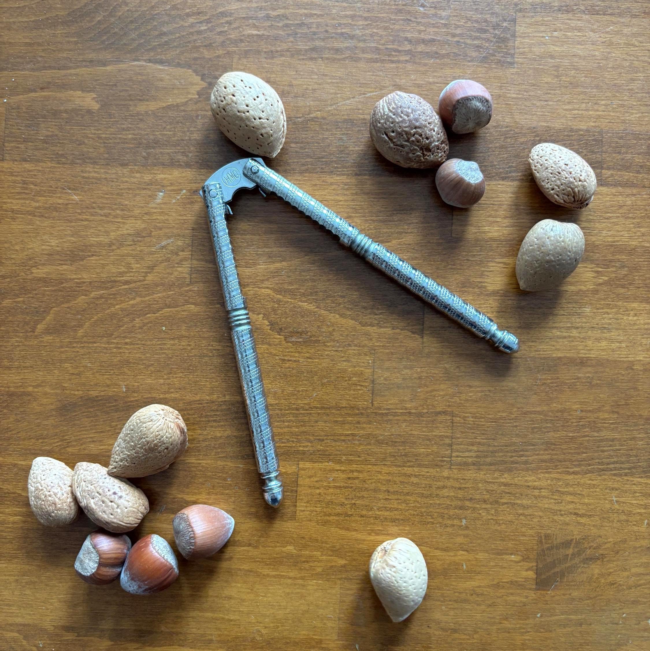 Vintage Metal Nutcracker Tool Rustic Kitchen Decor Farmhouse Nut Cracker Silver Tone