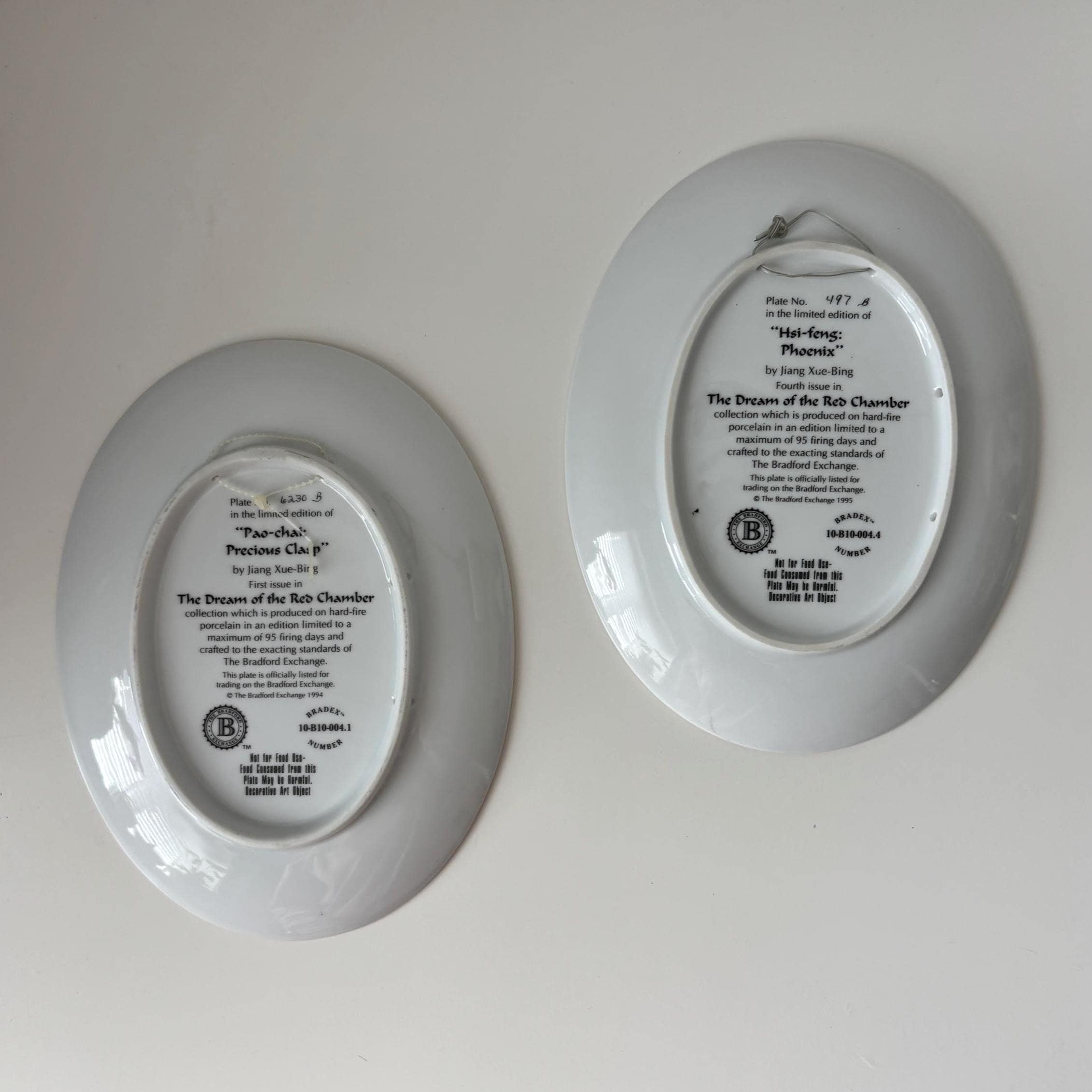 Pair Bradford Exchange Dream of the Red Chamber Porcelain Plates