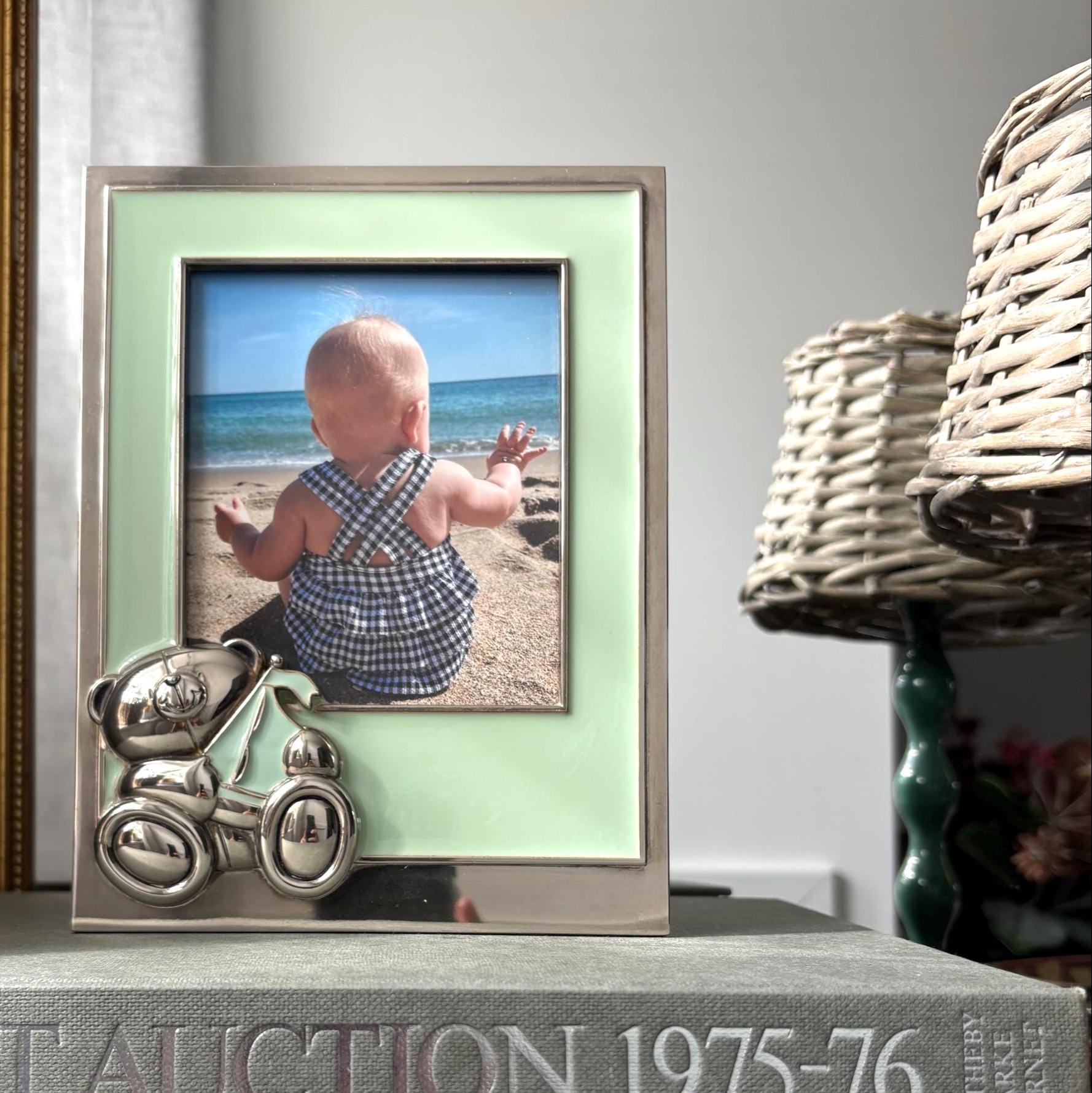 Forever Friends Baby Photo Frame 4x6” 10x15cm Mint Enamel Teddy Keepsake