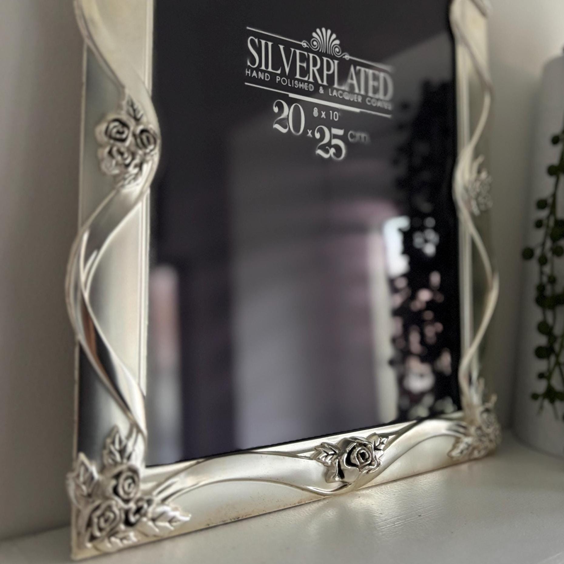 Silver-Plated Wedding Photo Frame 8×10" | Doves, Bells & Roses | Lacquered Anti-Tarnish