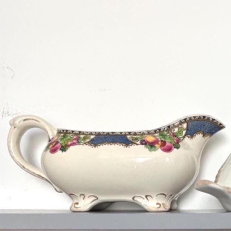 Vintage 1930s Booths Pomona Gravy Boat: Silicon China, Made in England