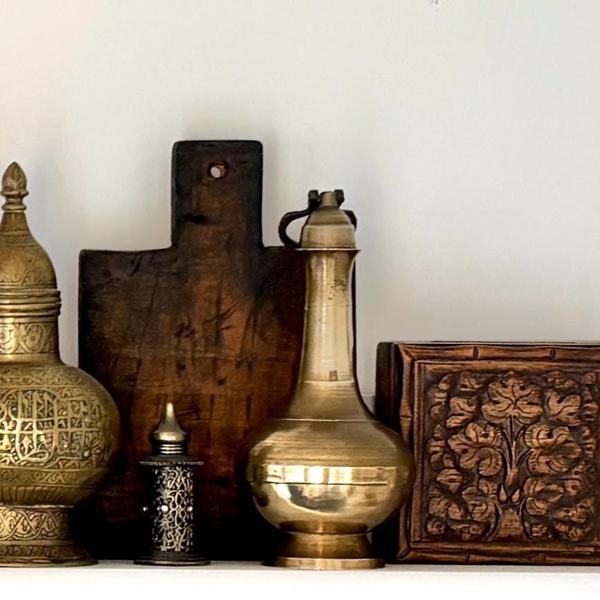 Vintage Brass Hindu Kamandal: Holy Water Pot, Gangajal Bottle