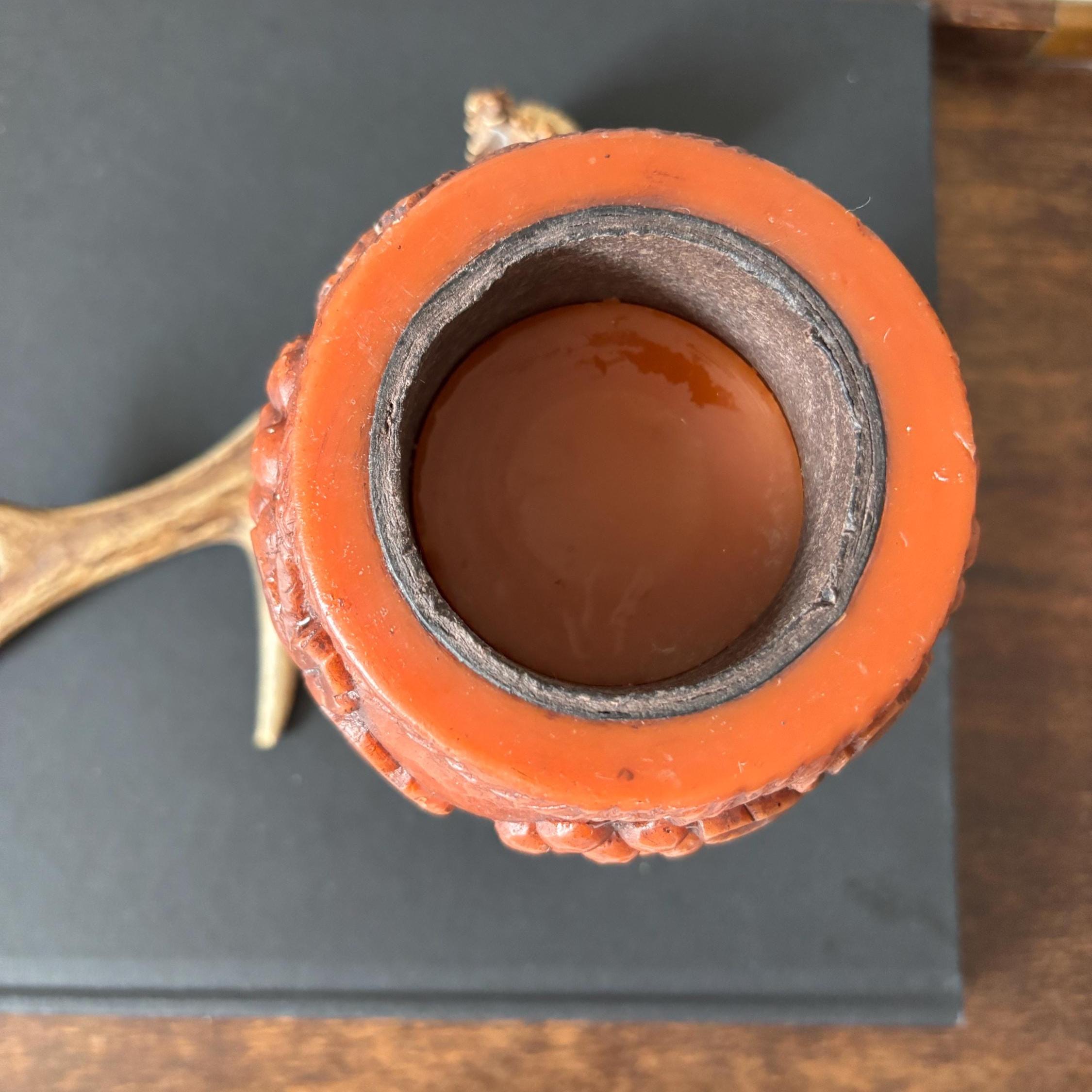 Unusual Carved Wax Goblet / German Breisgauer 'Wachskunst' Candleholder | Unique Vintage Wax Art