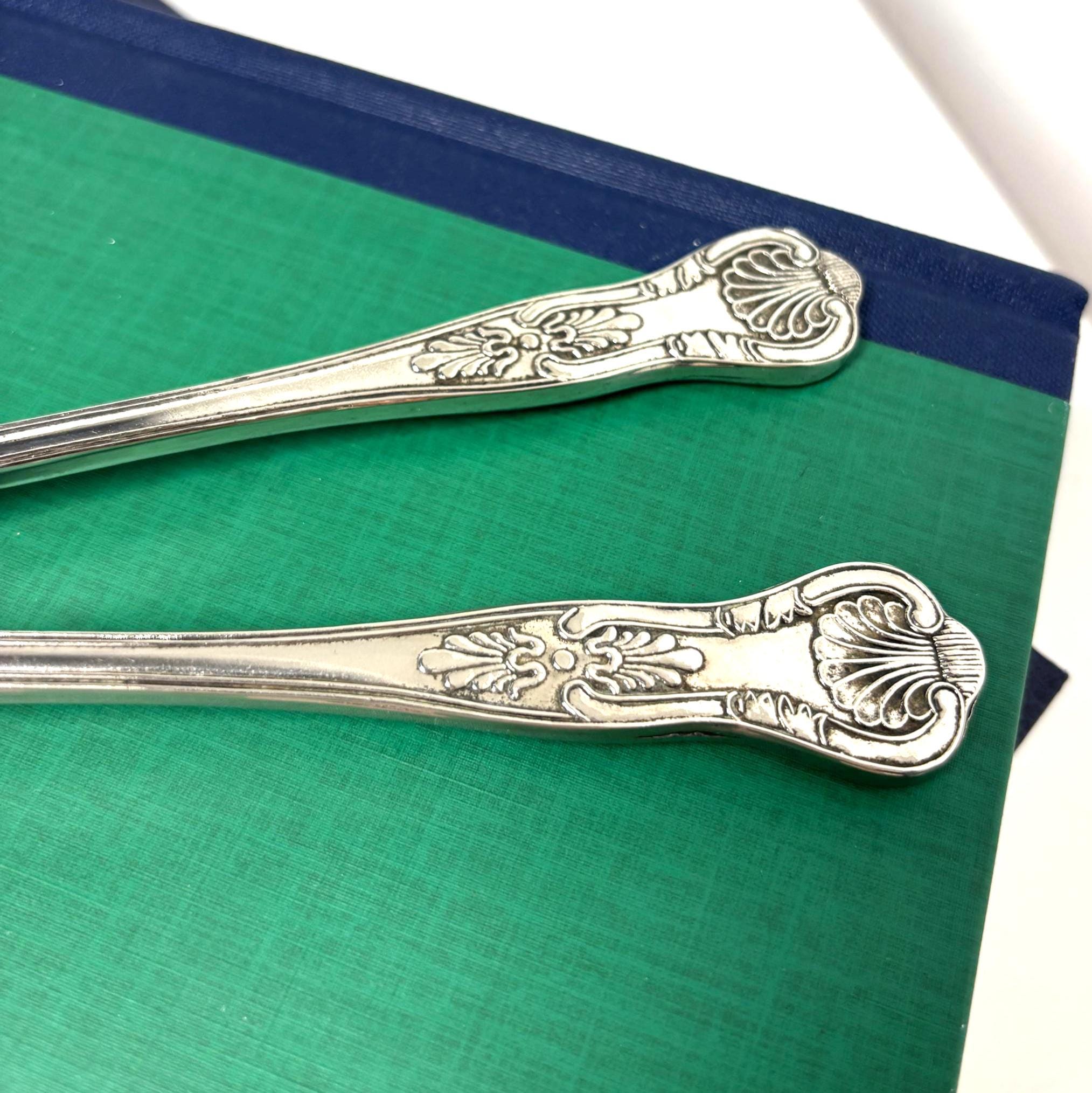 Ornate Vintage Silver Plated Salad Servers Fruit Pattern Victorian Style Serving Spoon Fork Set