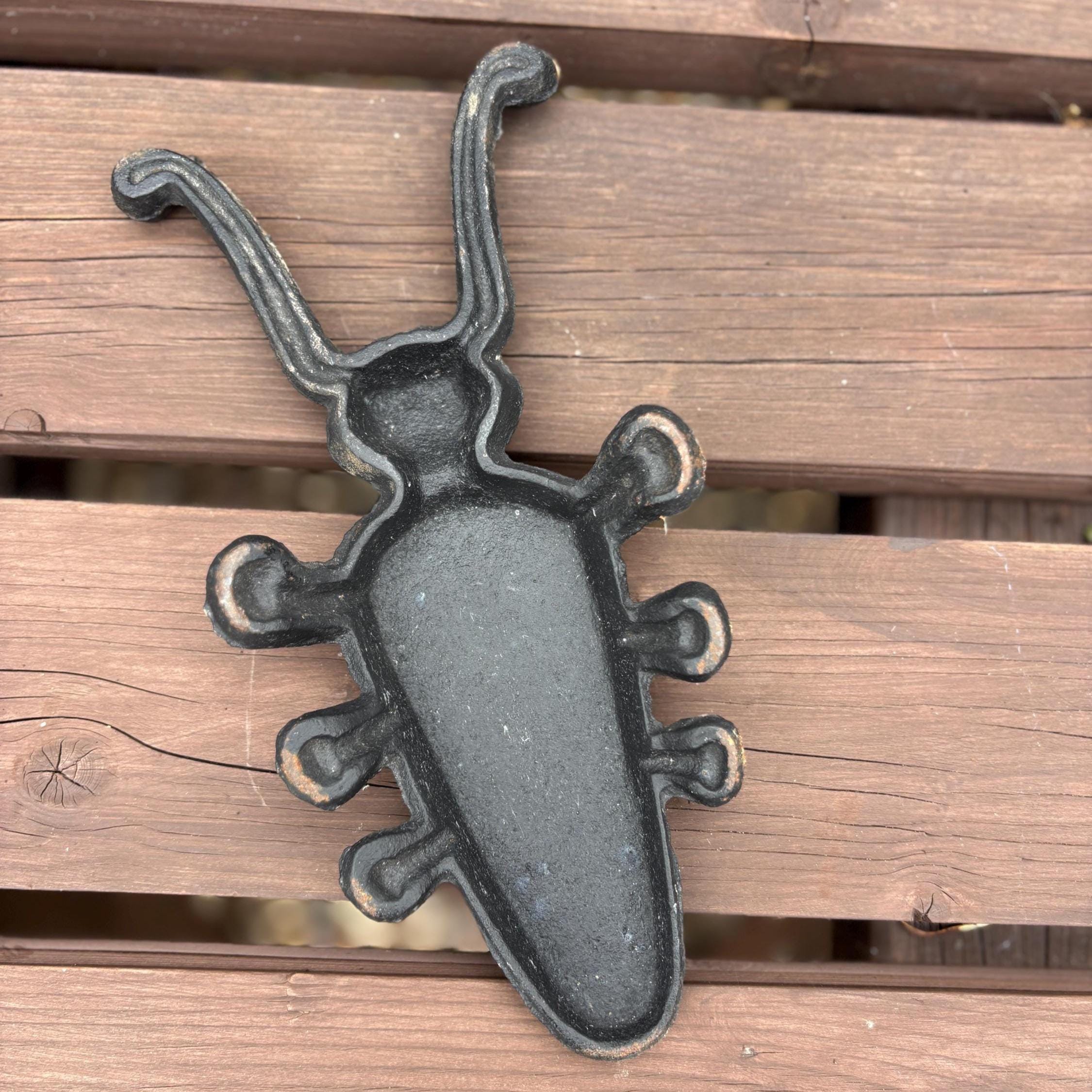 Vintage Cast Iron Beetle Boot Jack Rustic Garden Decor Doorstop Farmhouse Style