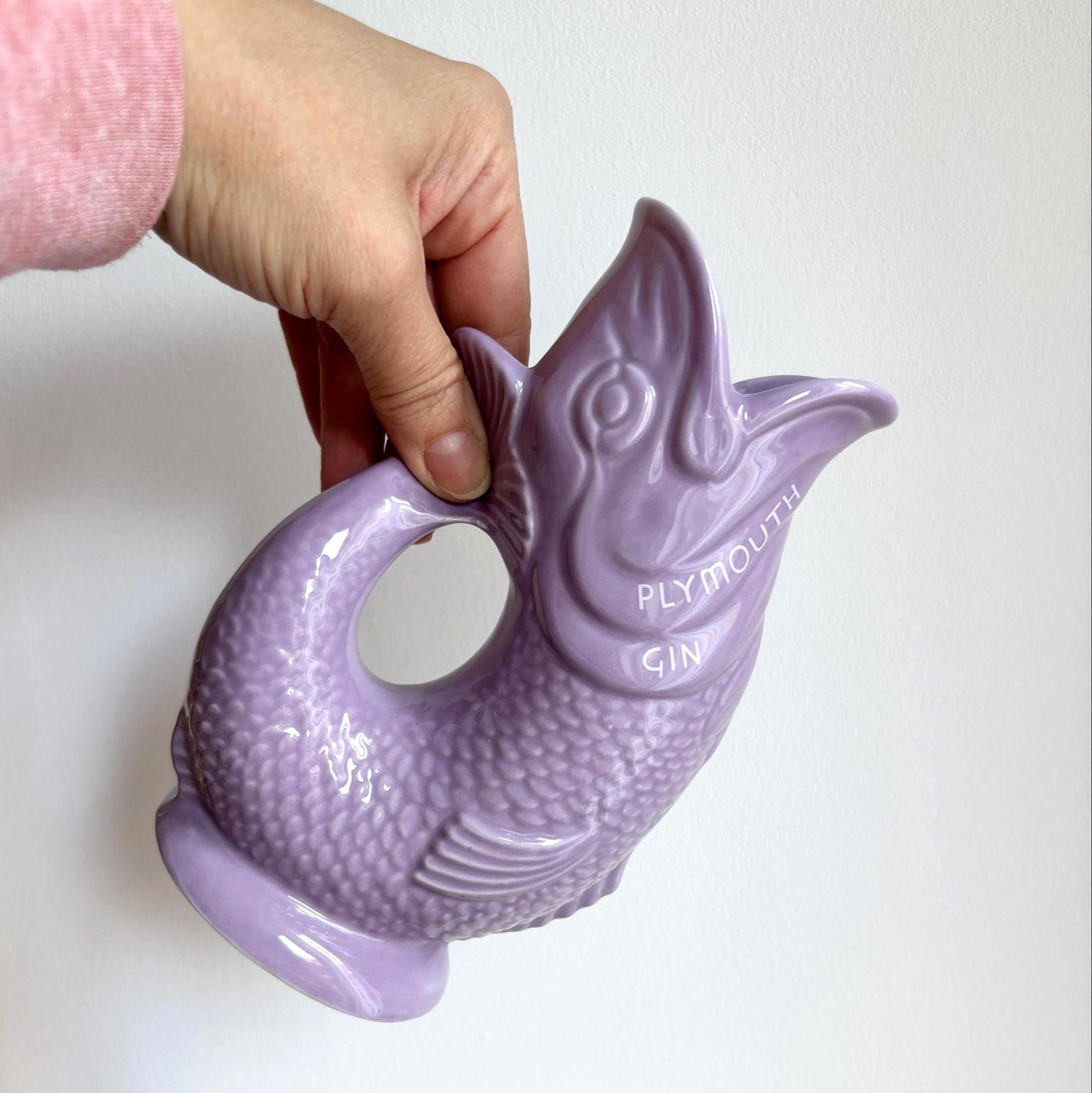 Vintage Wade Plymouth Gin Purple Fish Jug Gurgle Pitcher