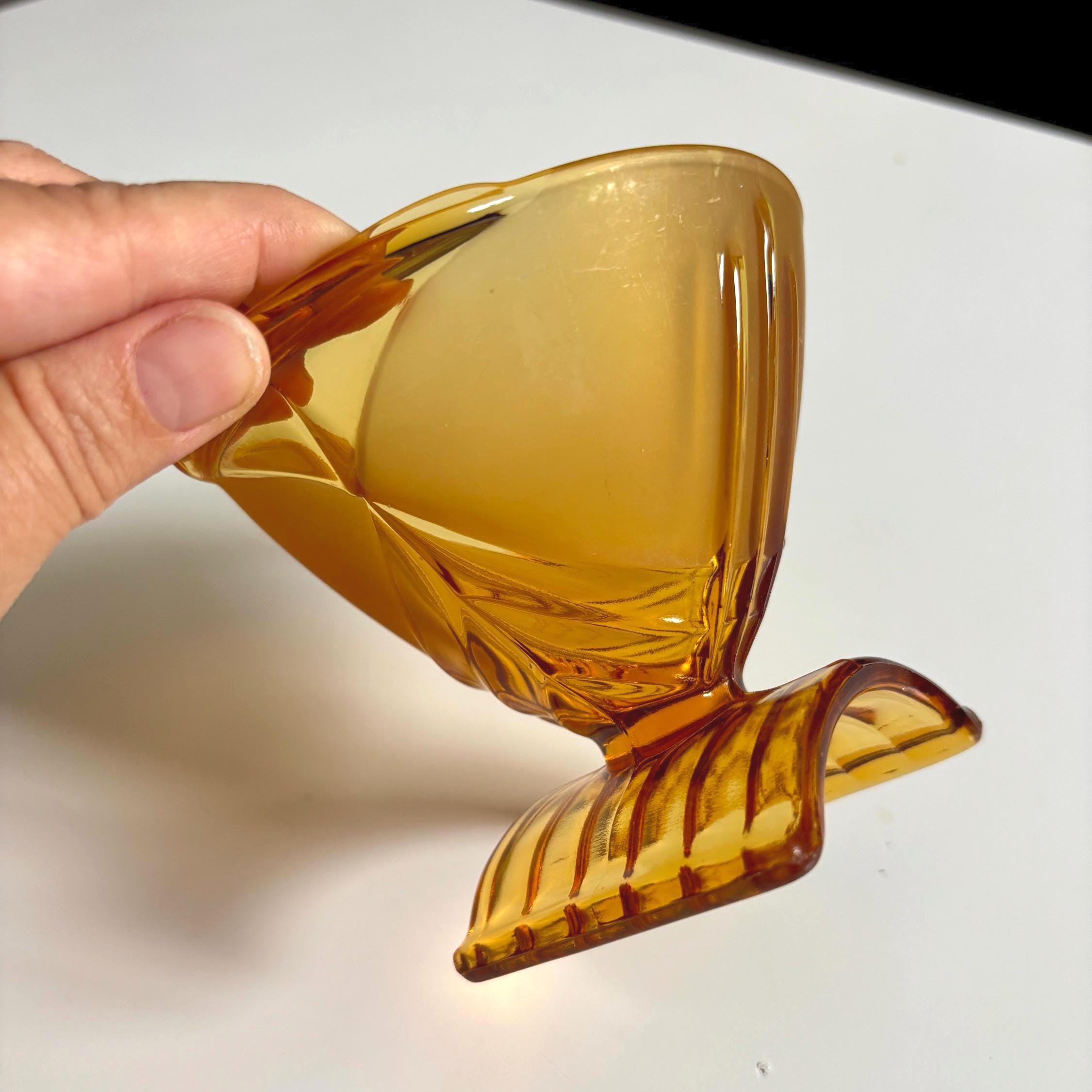 Vintage Amber Glass Bowls | Stölzle Hermanova Hut, Czech MCM Pair