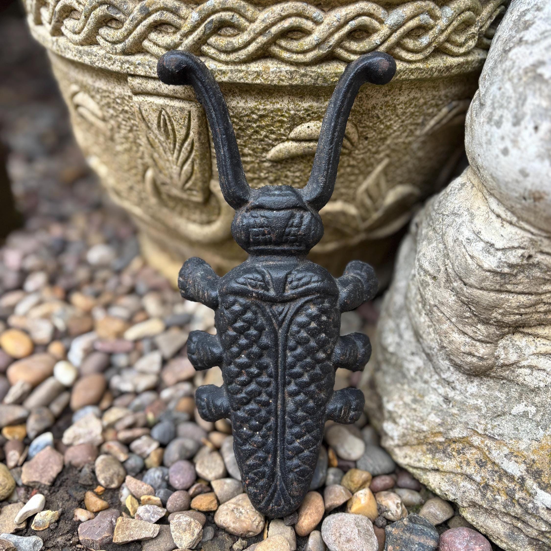Vintage Cast Iron Beetle Boot Jack Rustic Garden Decor Doorstop Farmhouse Style