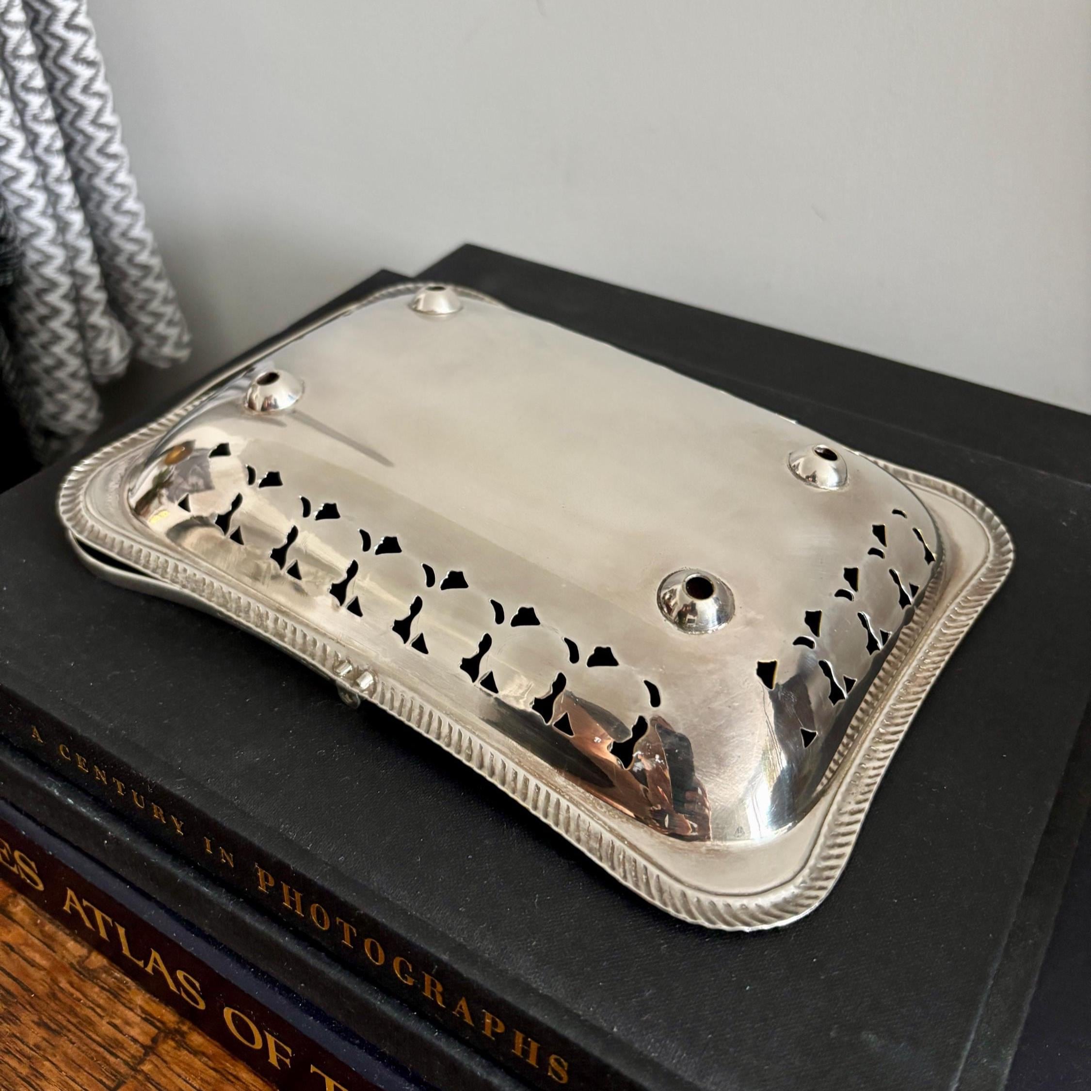 Vintage Yeoman Silver Plated Basket Tray: Pierced Design, Swing Handle