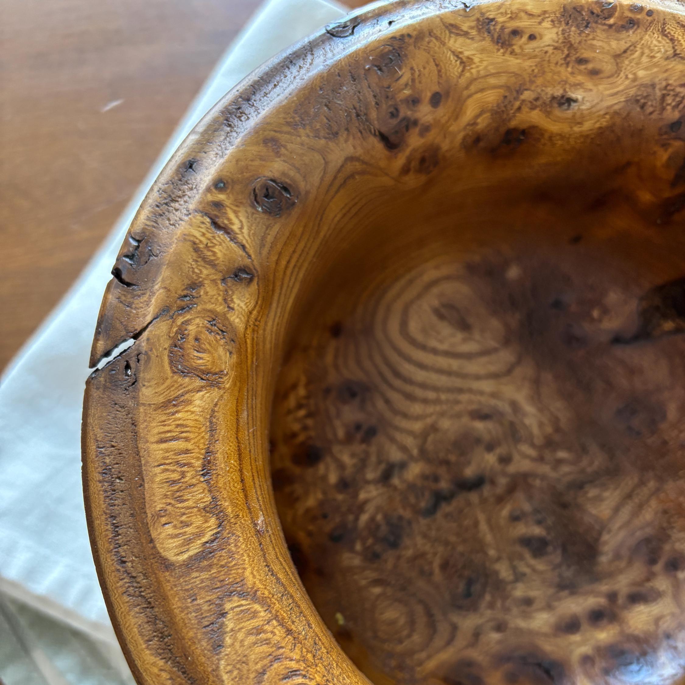 Vintage Burl Wood Salad Bowl Set Wooden Servers Rustic Farmhouse Kitchen Decor